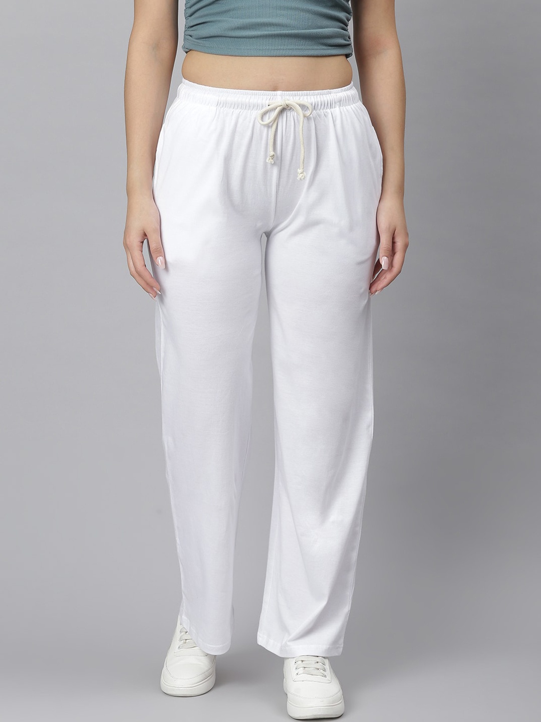 

Kotty Women White Solid Straight-Fit Track Pants