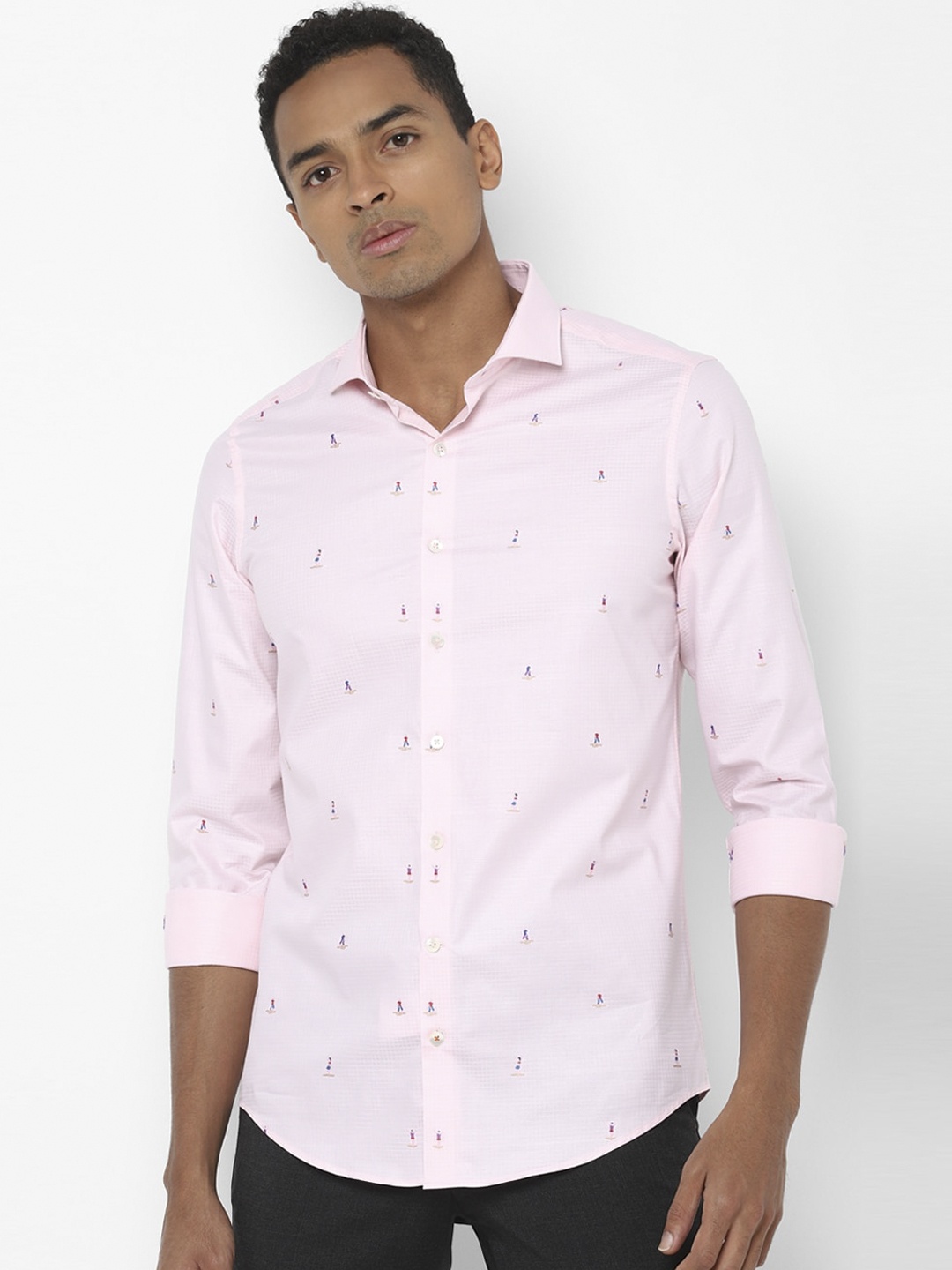 

SIMON CARTER LONDON Men Pink Slim Fit Printed Casual Cotton Shirt
