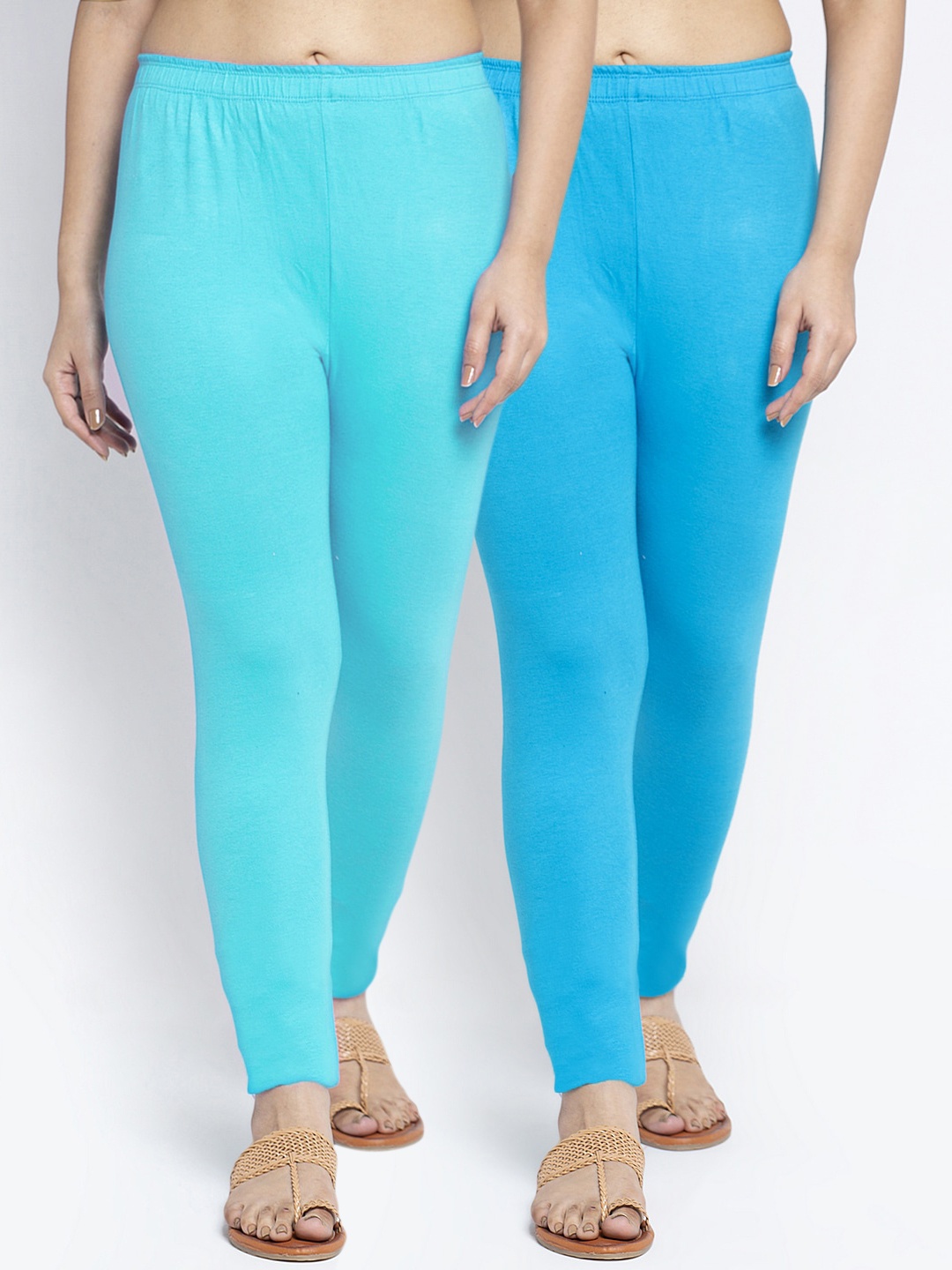 

GRACIT Women Pack Of 2 Solid Ankle-Length Leggings, Lime green