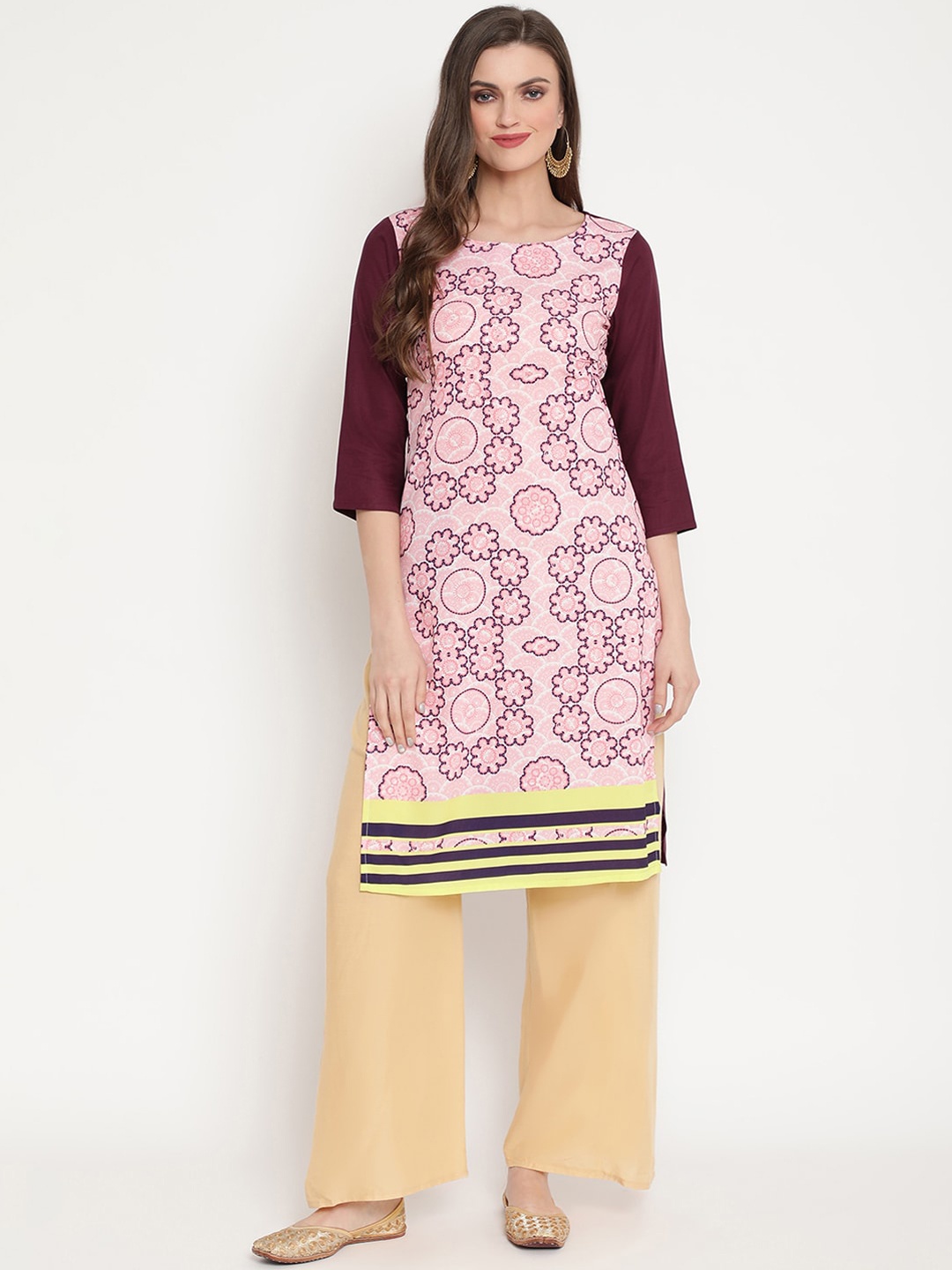 

Ramas Women Maroon Floral Printed Kurta