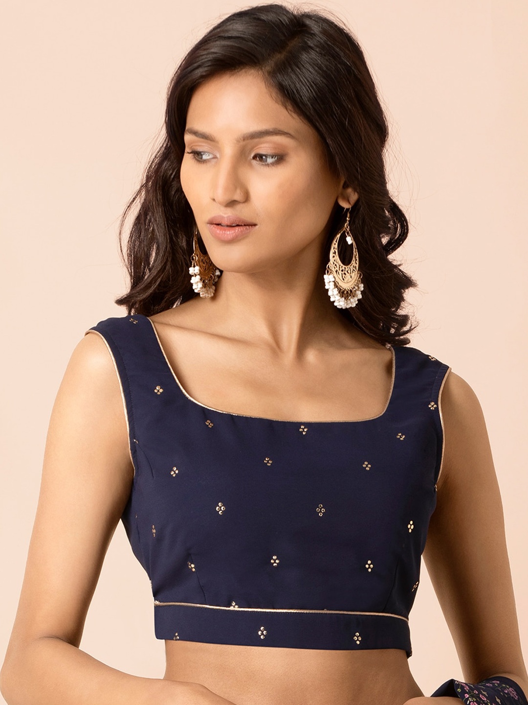 

Indya Blue Embellished Georgette Crop Top