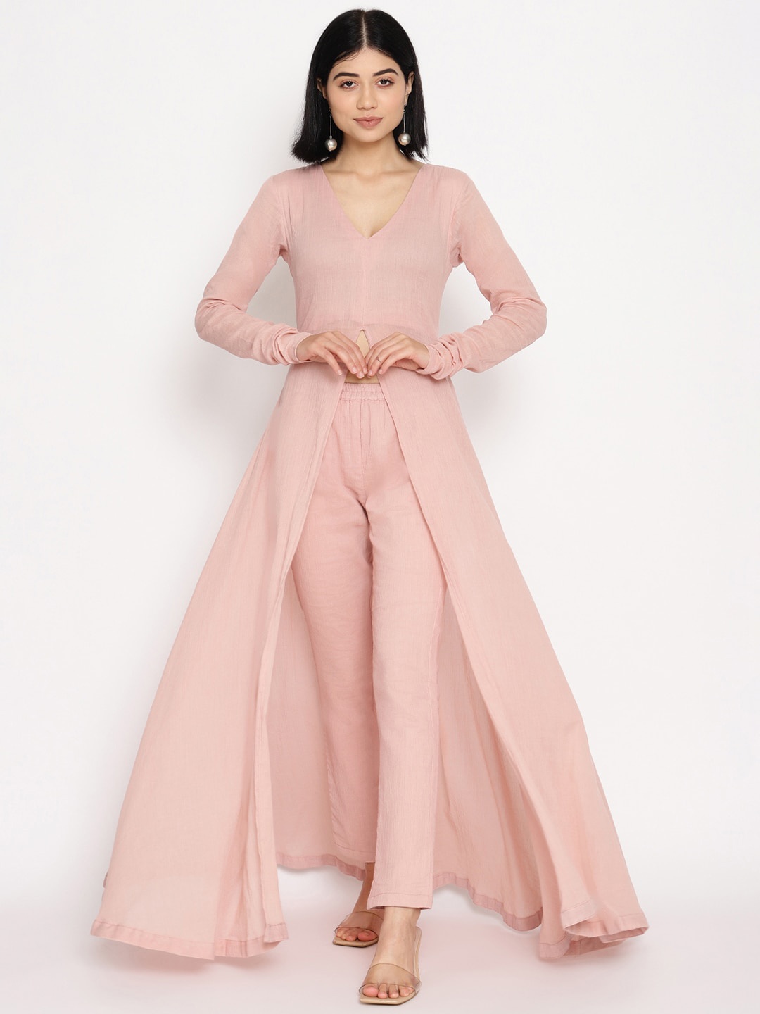 

Truebrowns Women Peach-coloured Anarkali Kurta