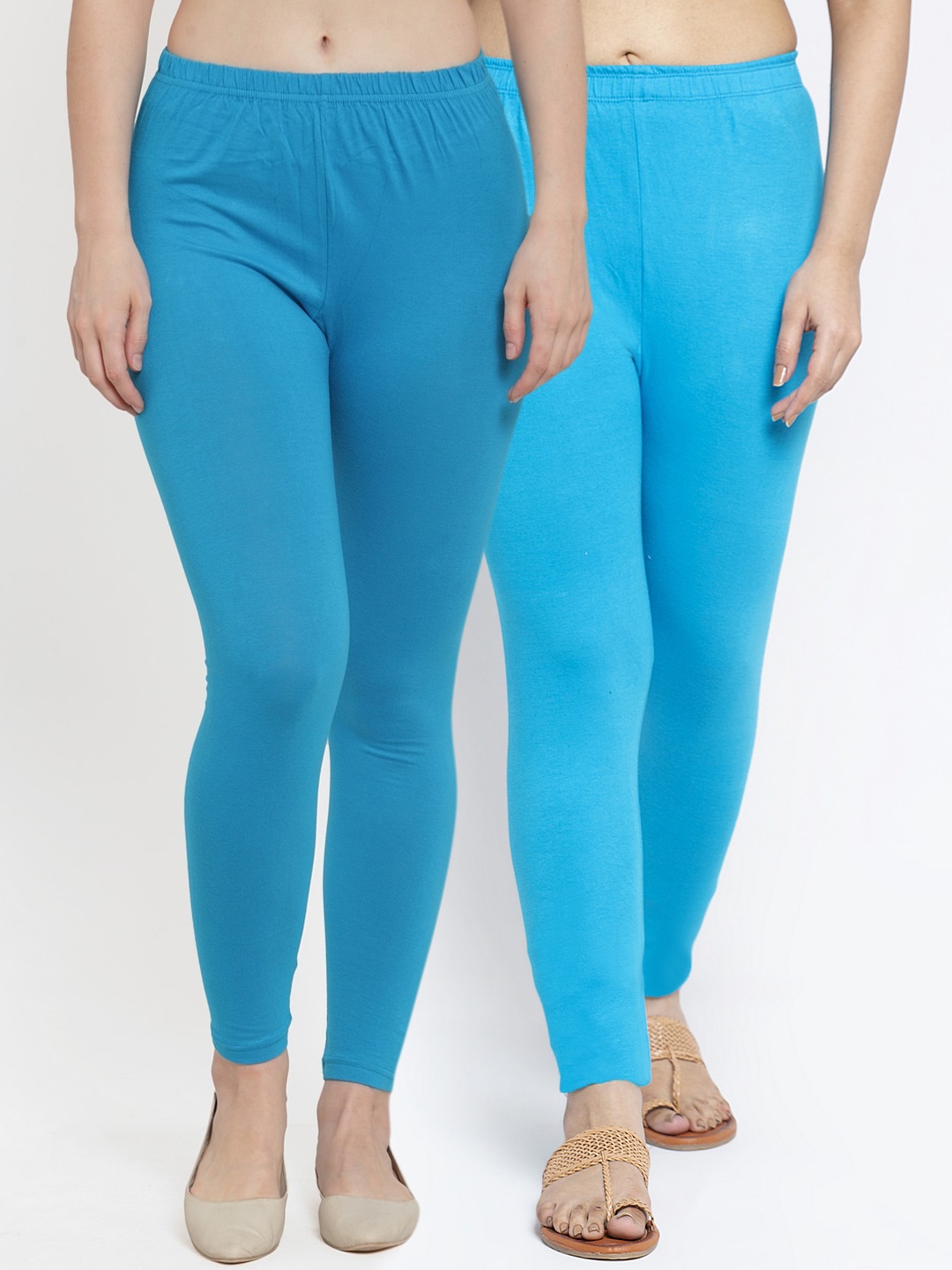 

GRACIT Women Pack Of 2 Solid Ankle-Length Leggings, Blue