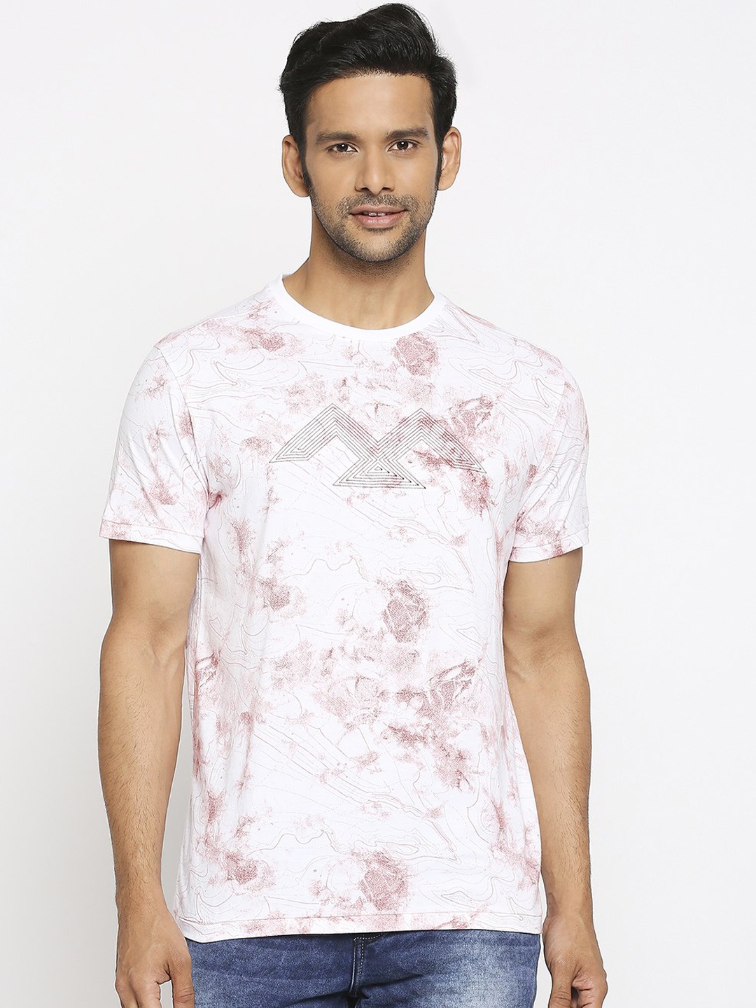

Mufti Men White Printed Round Neck T-shirt