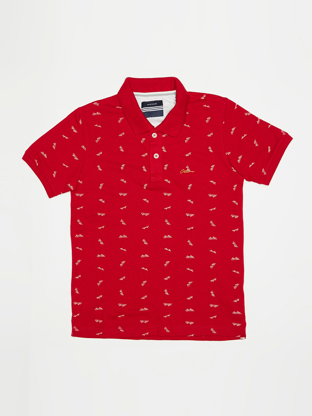 

Octave Boys Red Printed Polo Collar T-shirt