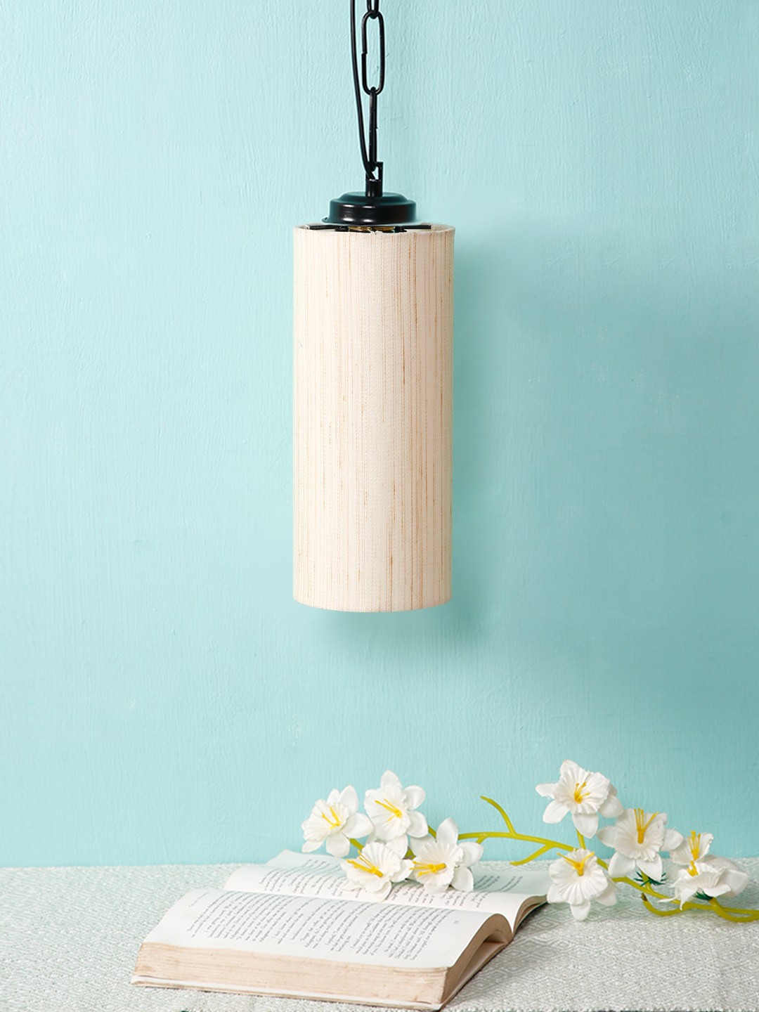 Devansh Off-White & Black Solid Contemporary Hanging Lamp