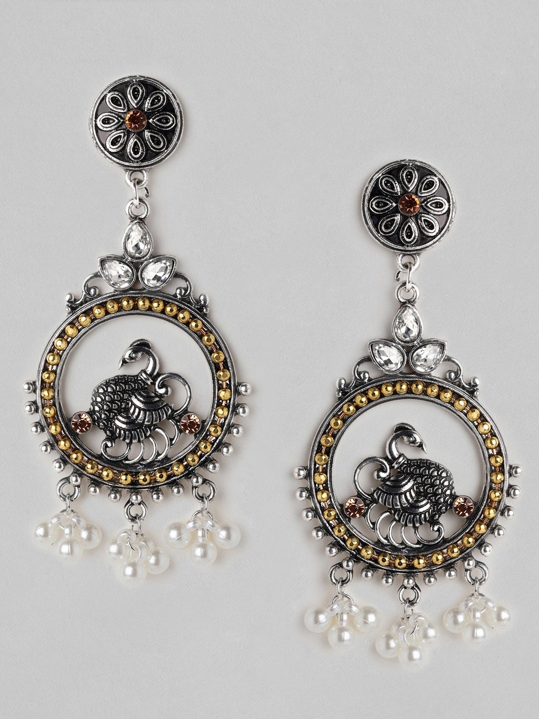 

Rubans Silver-Toned Contemporary Drop Earrings