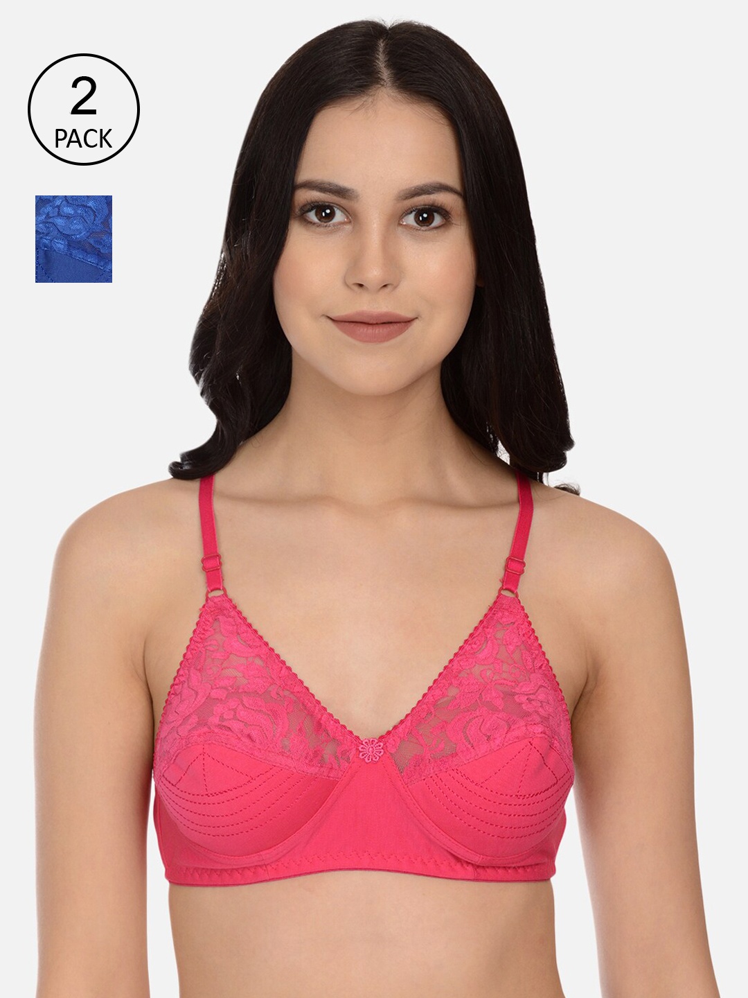 

mod & shy Assorted Pack of 2 Lace Non-Wired Non Padded Everyday Bra