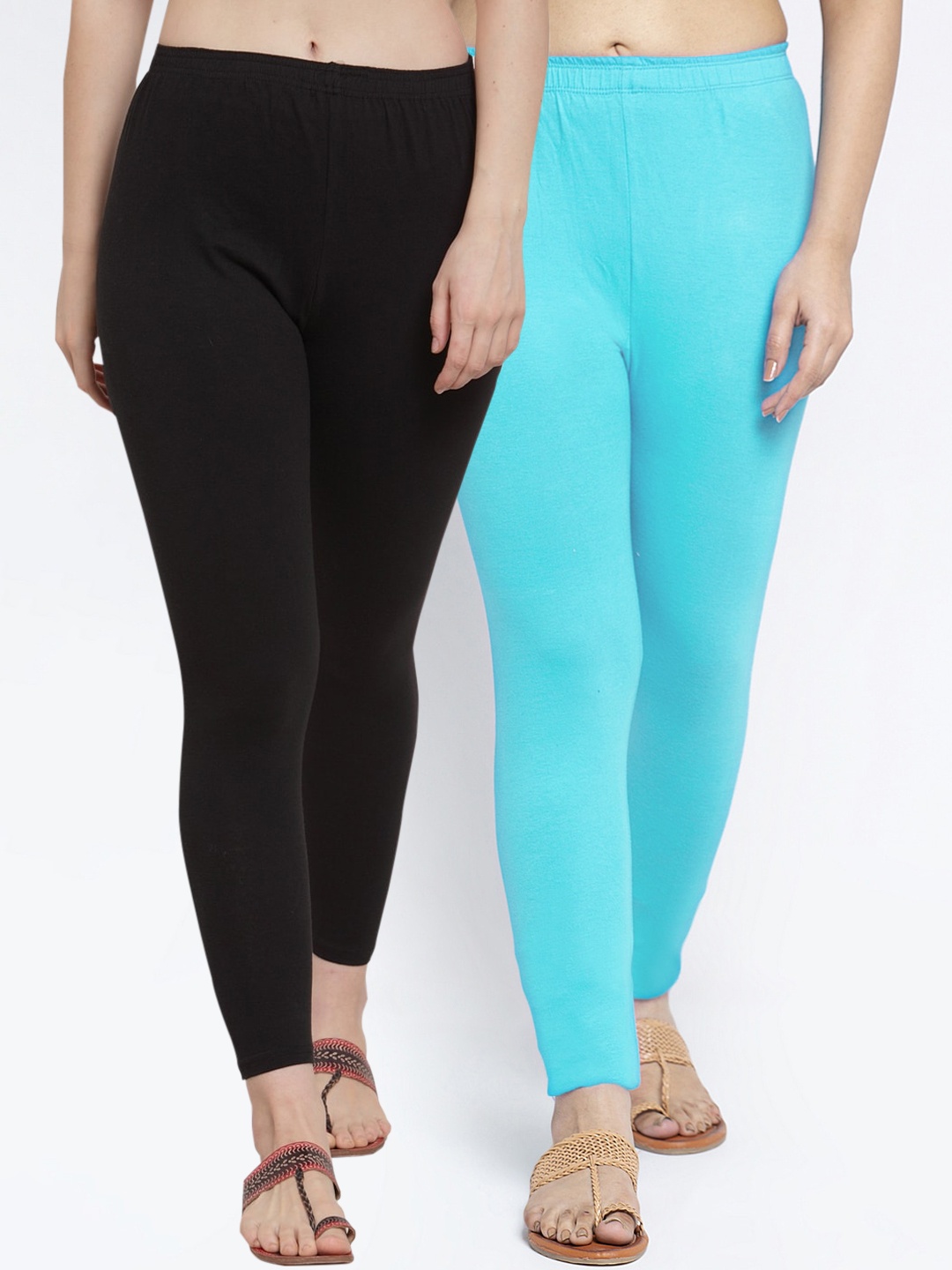 

GRACIT Women Pack Of 2 Solid Ankle-Length Leggings, Black