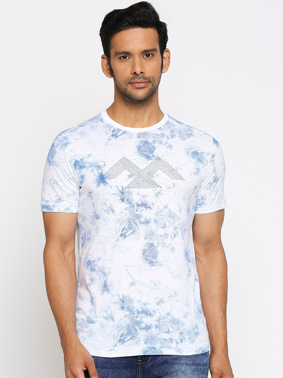

Mufti Men White Printed Round Neck T-shirt