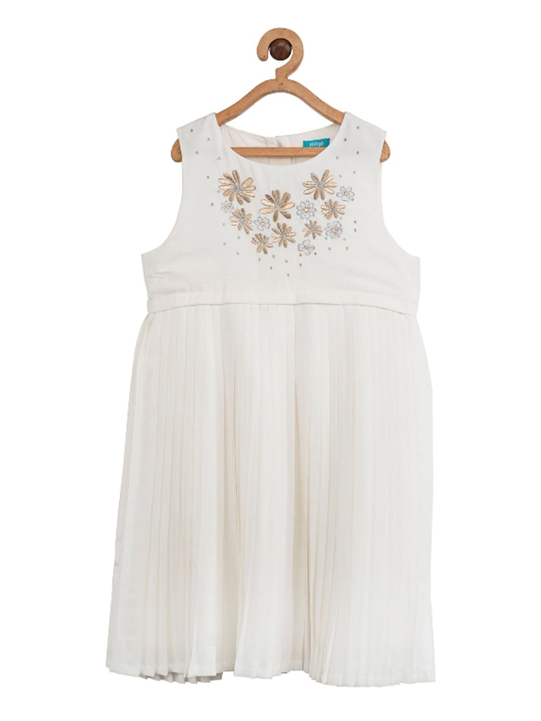 Miyo Girls White Solid A-Line Dress
