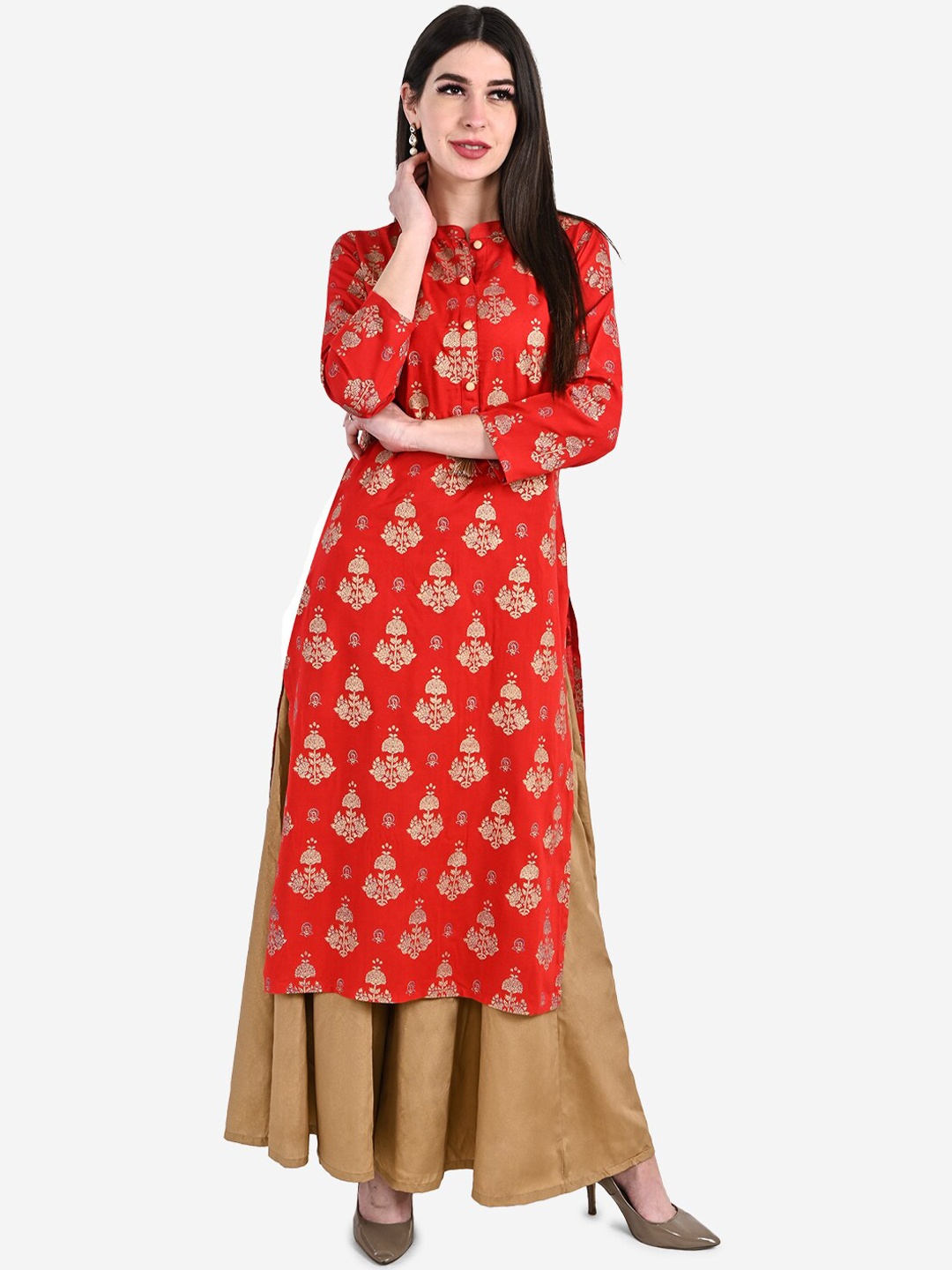 

Be Indi Women Red Woven Design Kurta
