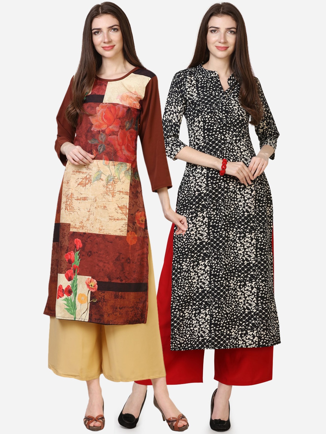 

Florence Women Pack Of 2 Printed Kurta with Palazzos, Red