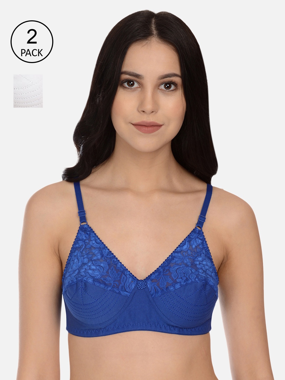mod & shy Pack of 2 Assorted Solid Non-Wired Non Padded Everyday Bra