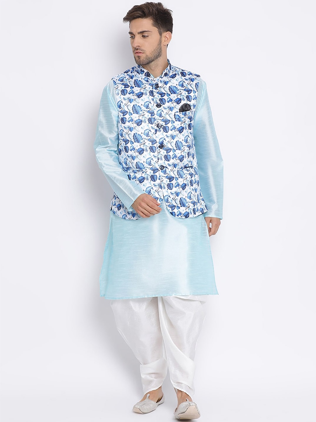 

Hangup Men Multicoloured & Blue Solid Kurta with Harem Pants, Multi