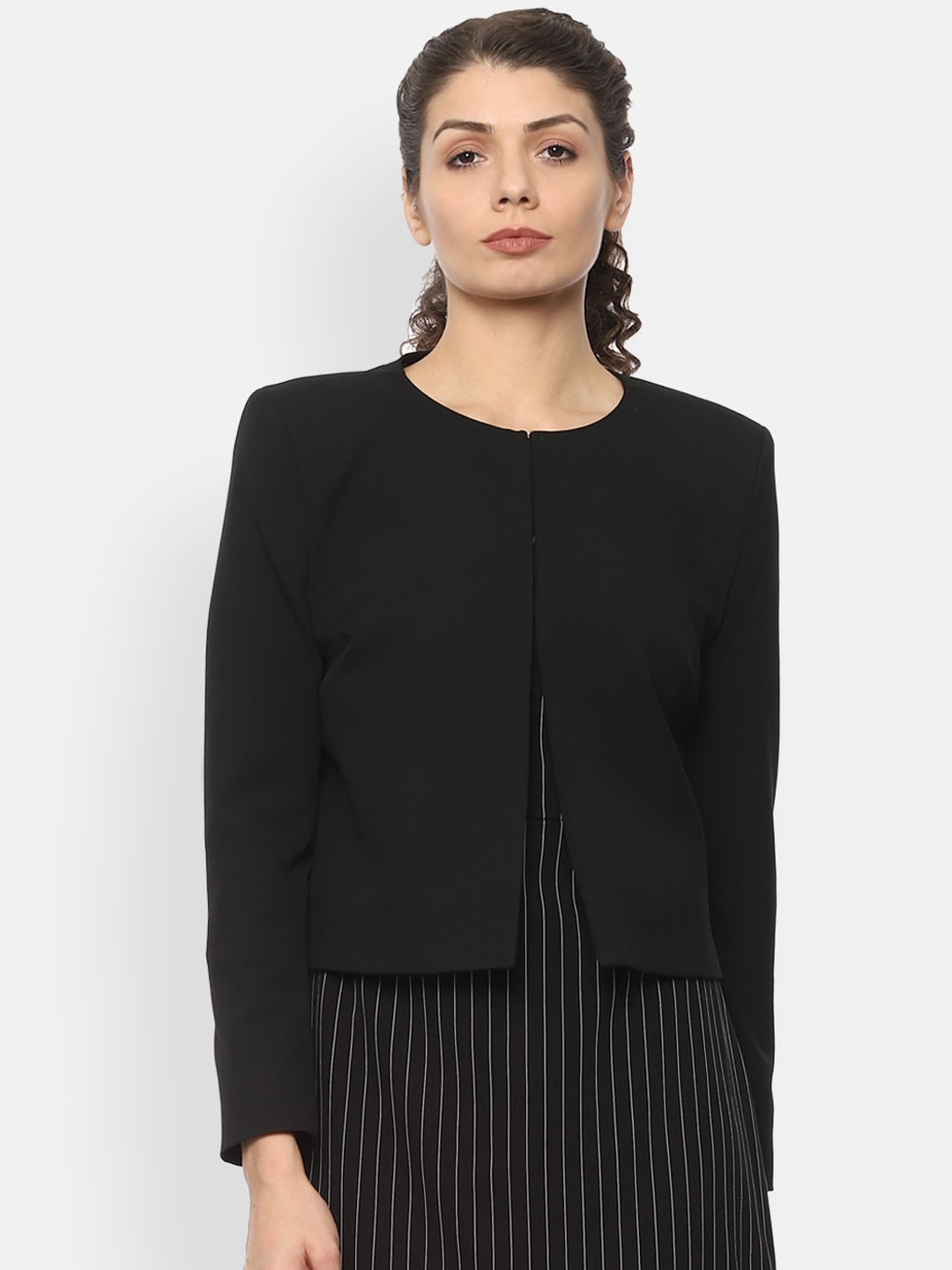 

Van Heusen Woman Women Black Solid Open-Front Formal Blazer