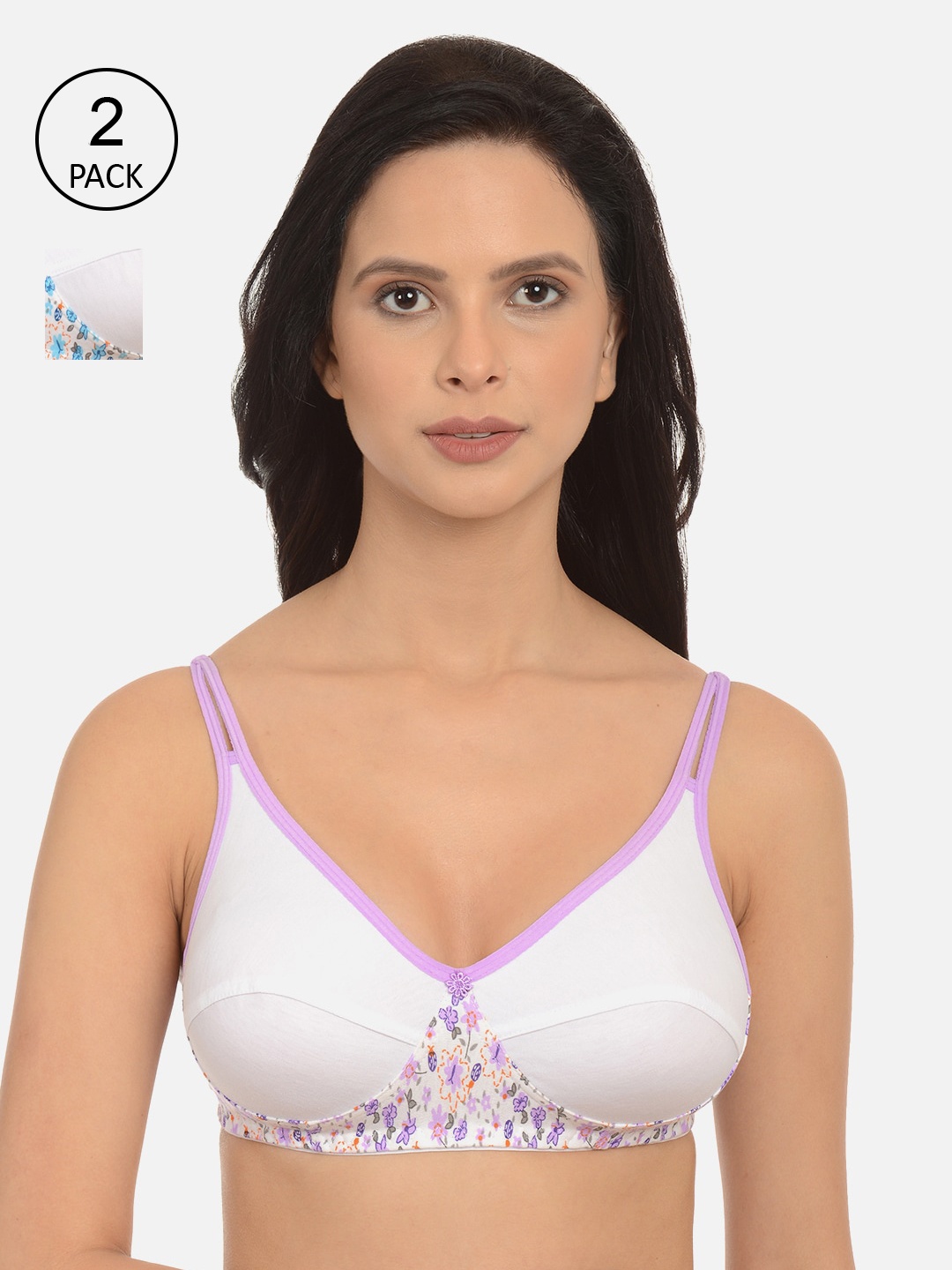 

mod & shy Pack of 2 Assorted Solid Non-Wired Non Padded Everyday Bra MS8991M