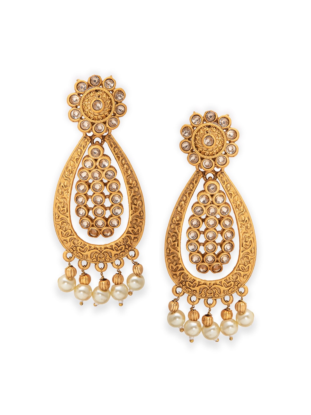 Rangriti Gold-Toned Contemporary Drop Earrings