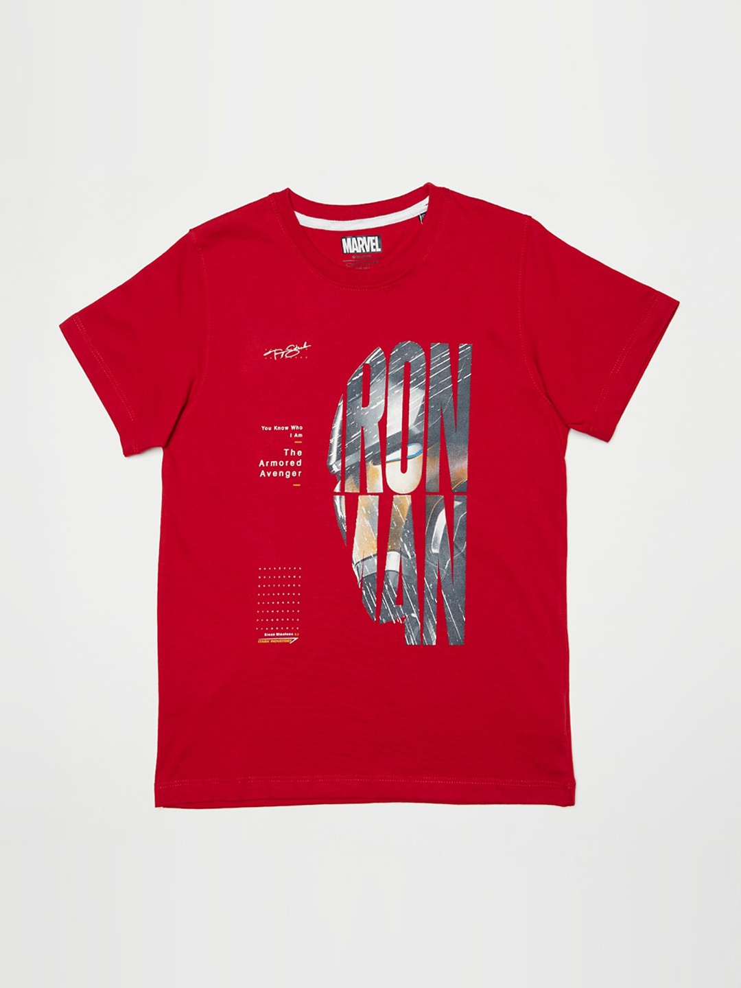Octave Boys Red Printed Round Neck T-shirt