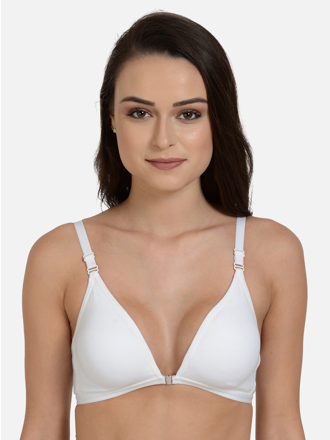 

mod & shy White Solid Non-Wired Non Padded Plunge Bra MS179M