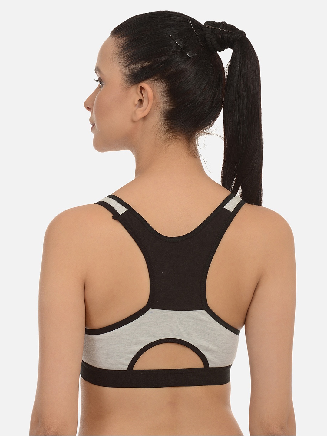 

mod & shy Black & Grey Colourblocked Non-Wired Non Padded Bralette Bra MS112M
