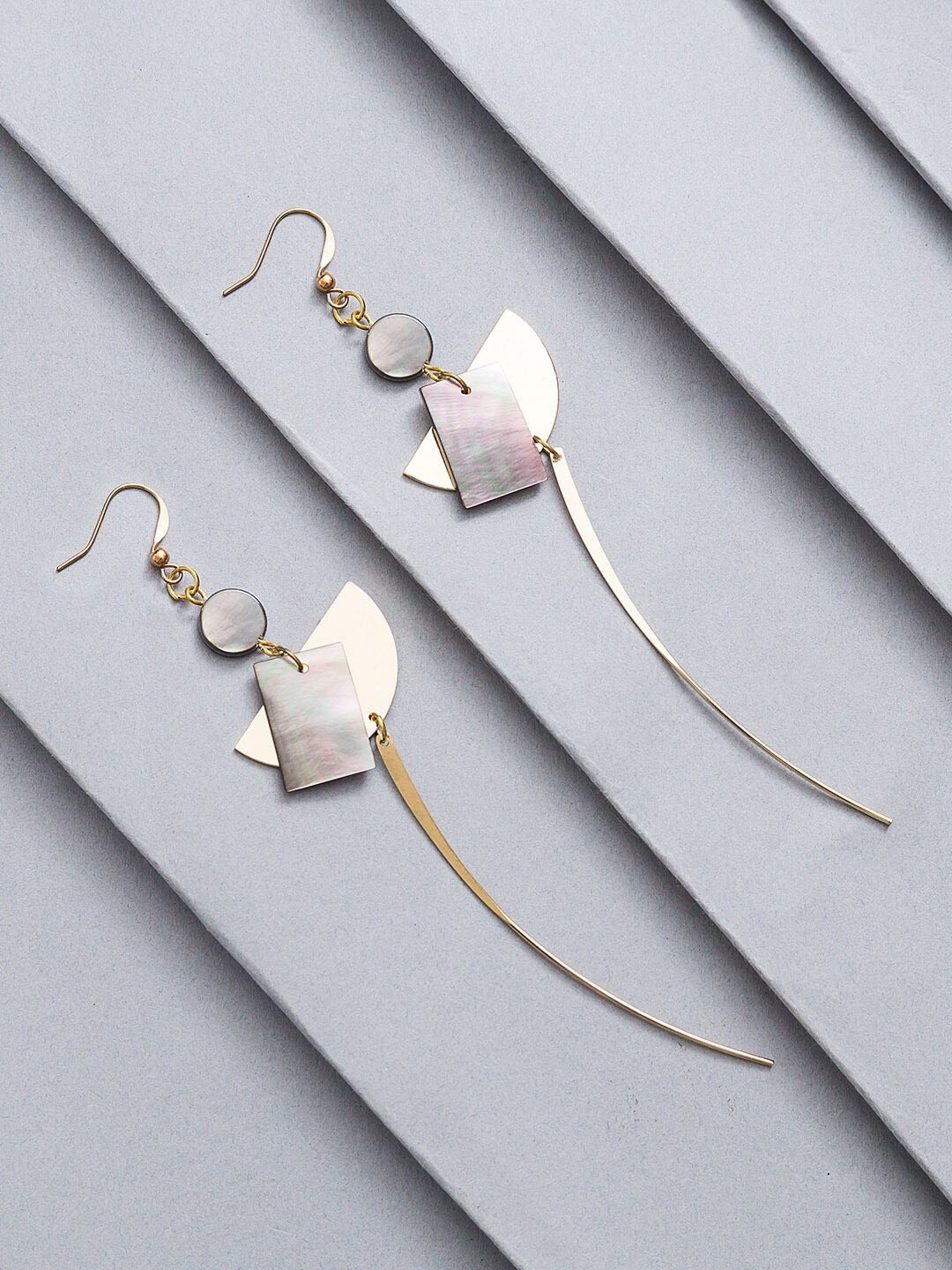 

Golden Peacock Gold-Toned & Silver-Toned Contemporary Drop Earrings