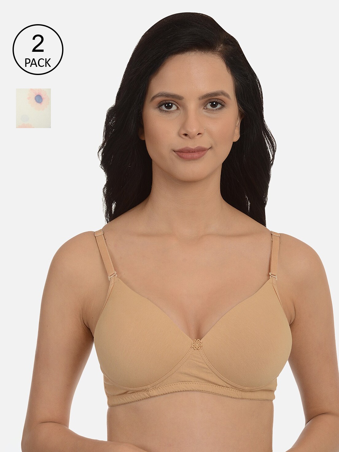 

mod & shy Assorted Pack of 2 Solid Non-Wired Lightly Padded T-shirt Bra