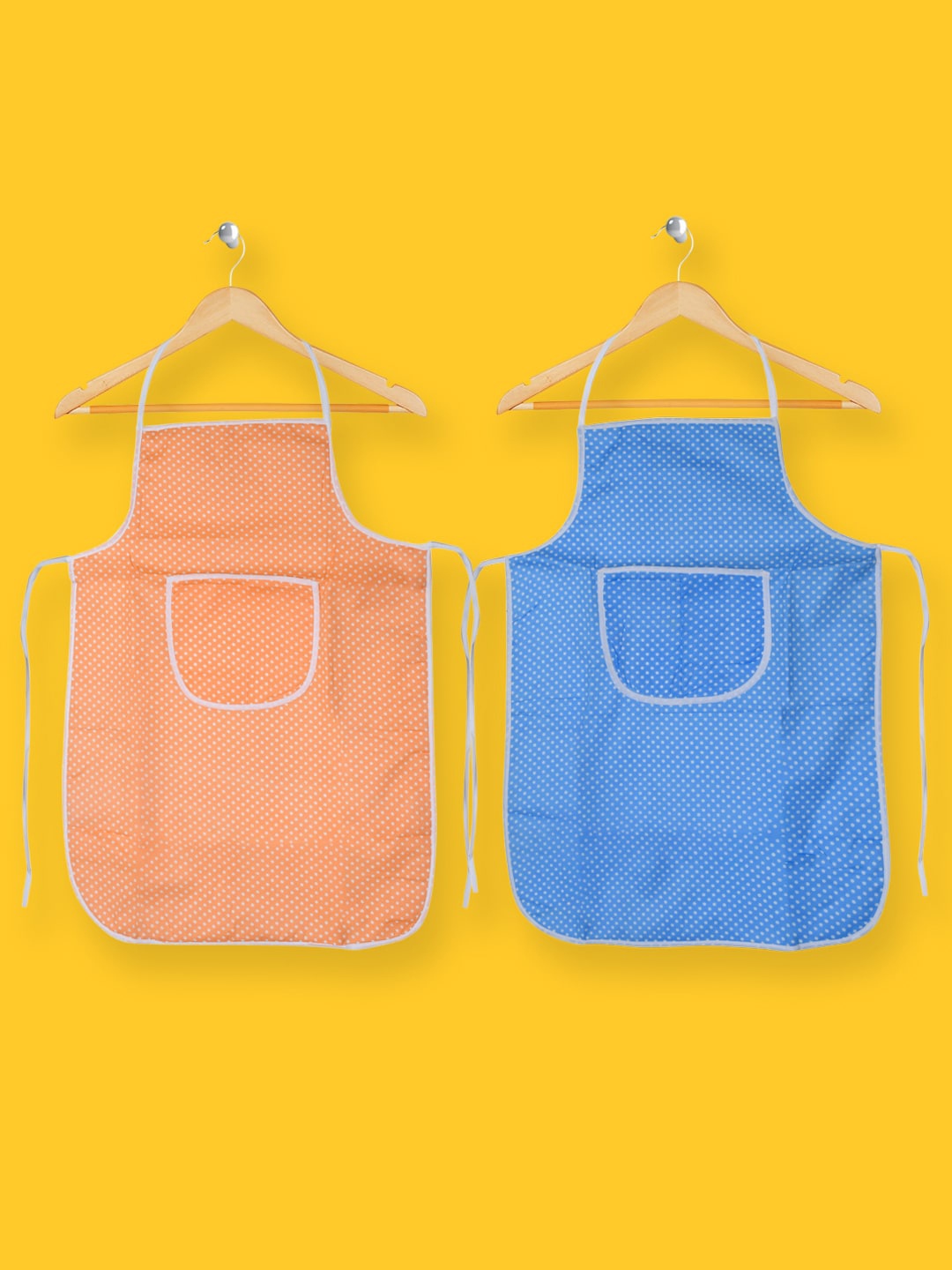 

Kuber Industries Pack Of 2 Polka Dot Printed Waterproof Kitchen Apron, Blue