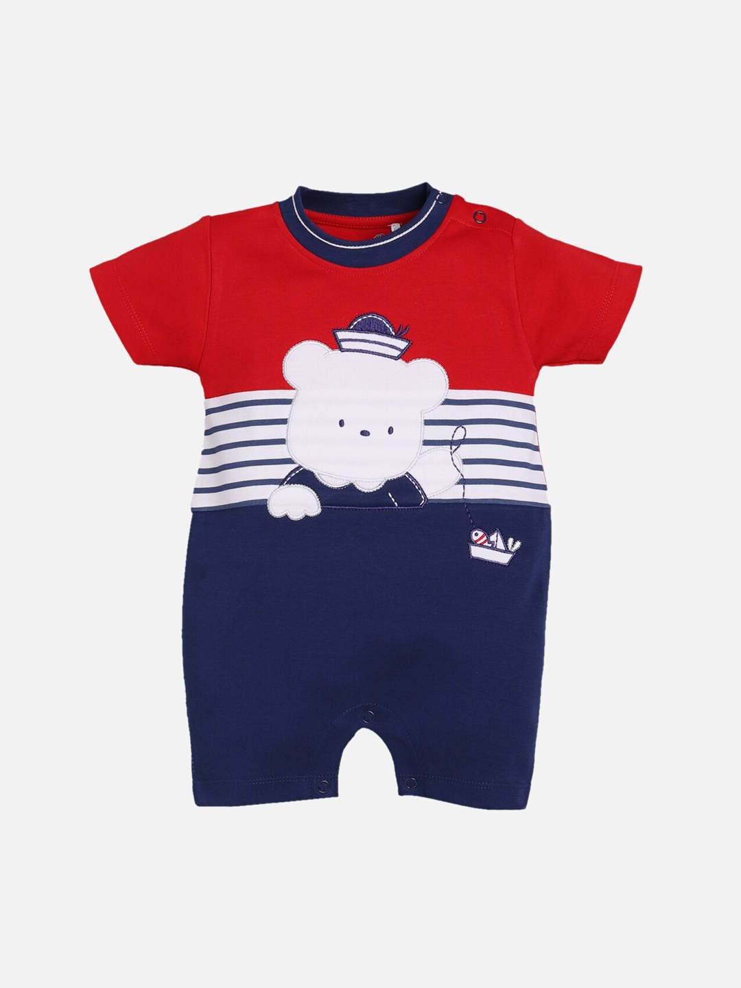 

BABY GO Infants Kids Red & Blue Colourblocked Romper, Multi