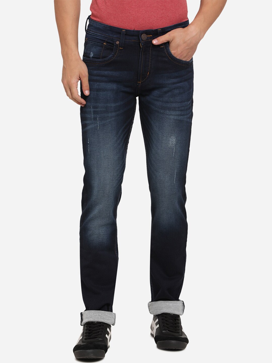 

JADE BLUE Men Blue Slim Fit Mid-Rise Low Distress Jeans
