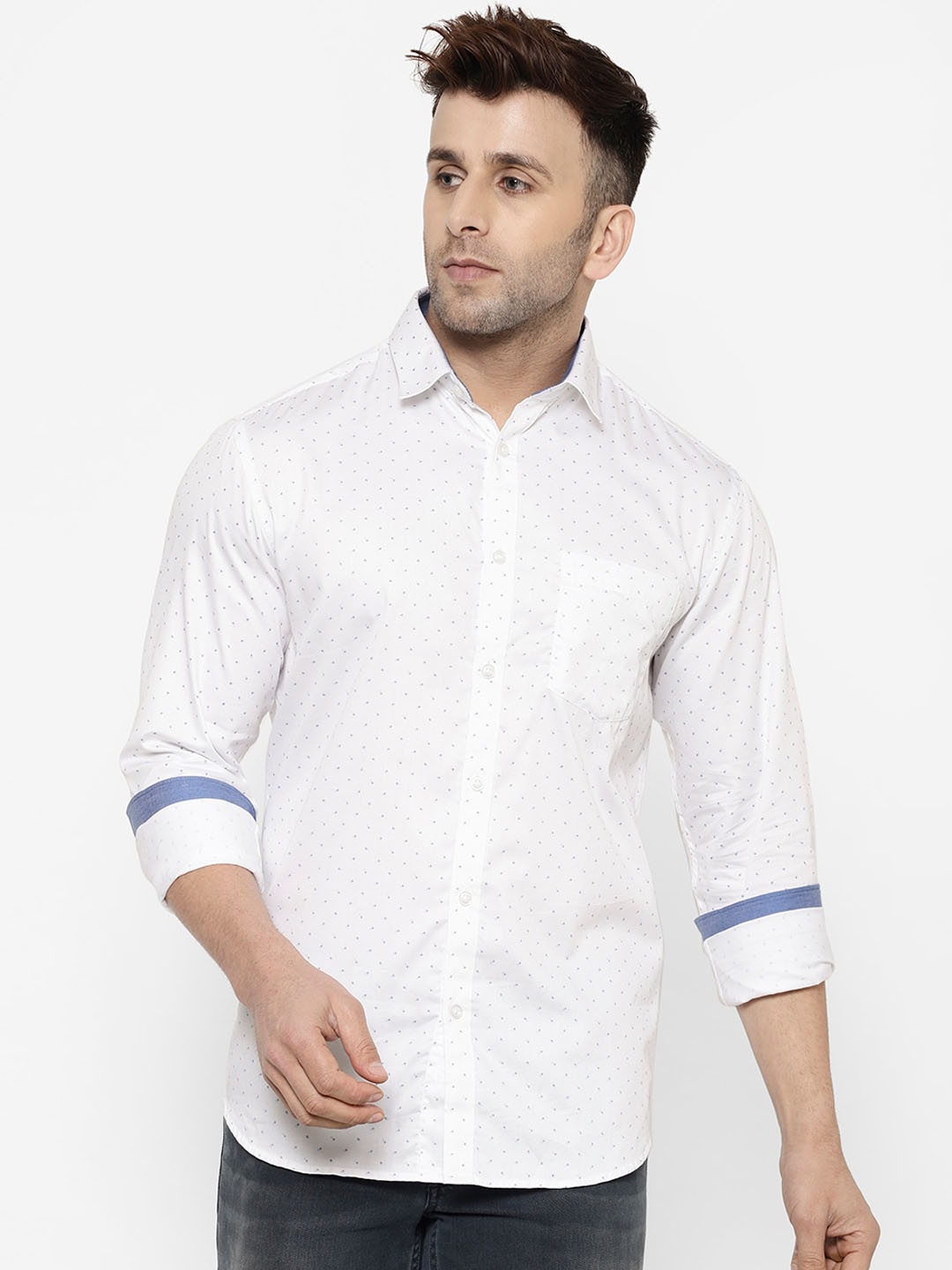 

cape canary Men White Regular Fit Printed Casual Shirt