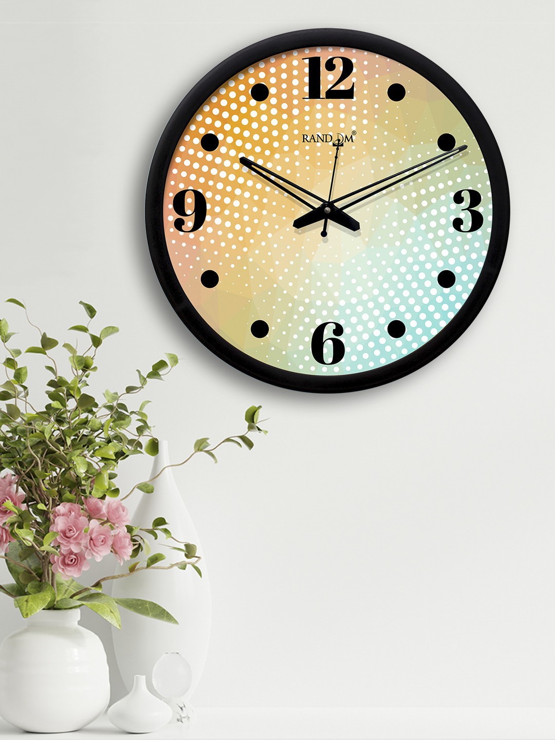 

RANDOM Yellow & Sea Green Round Printed 30.4 cm Analogue Wall Clock