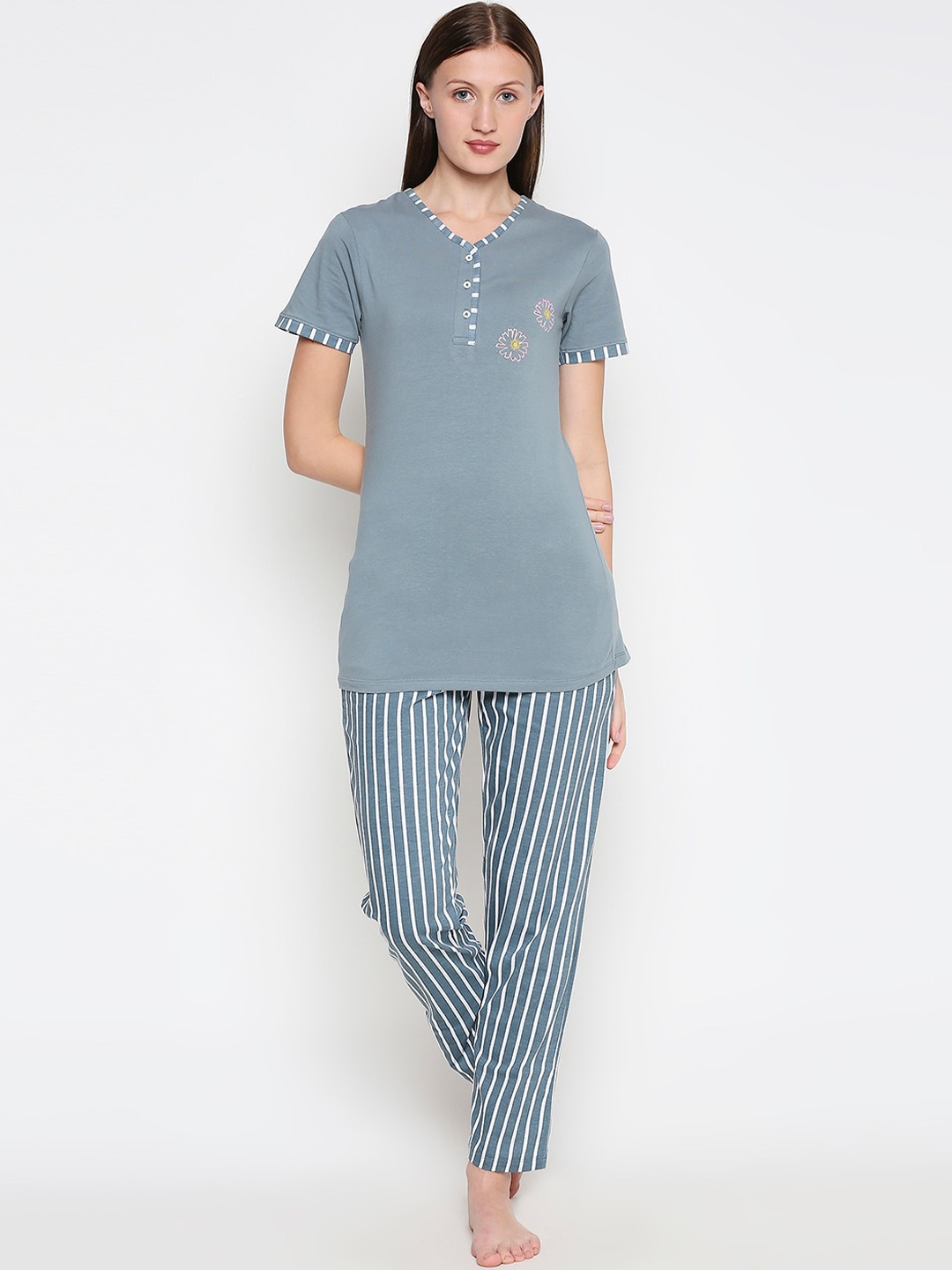 

XIN Women Grey Floral, Grey melange