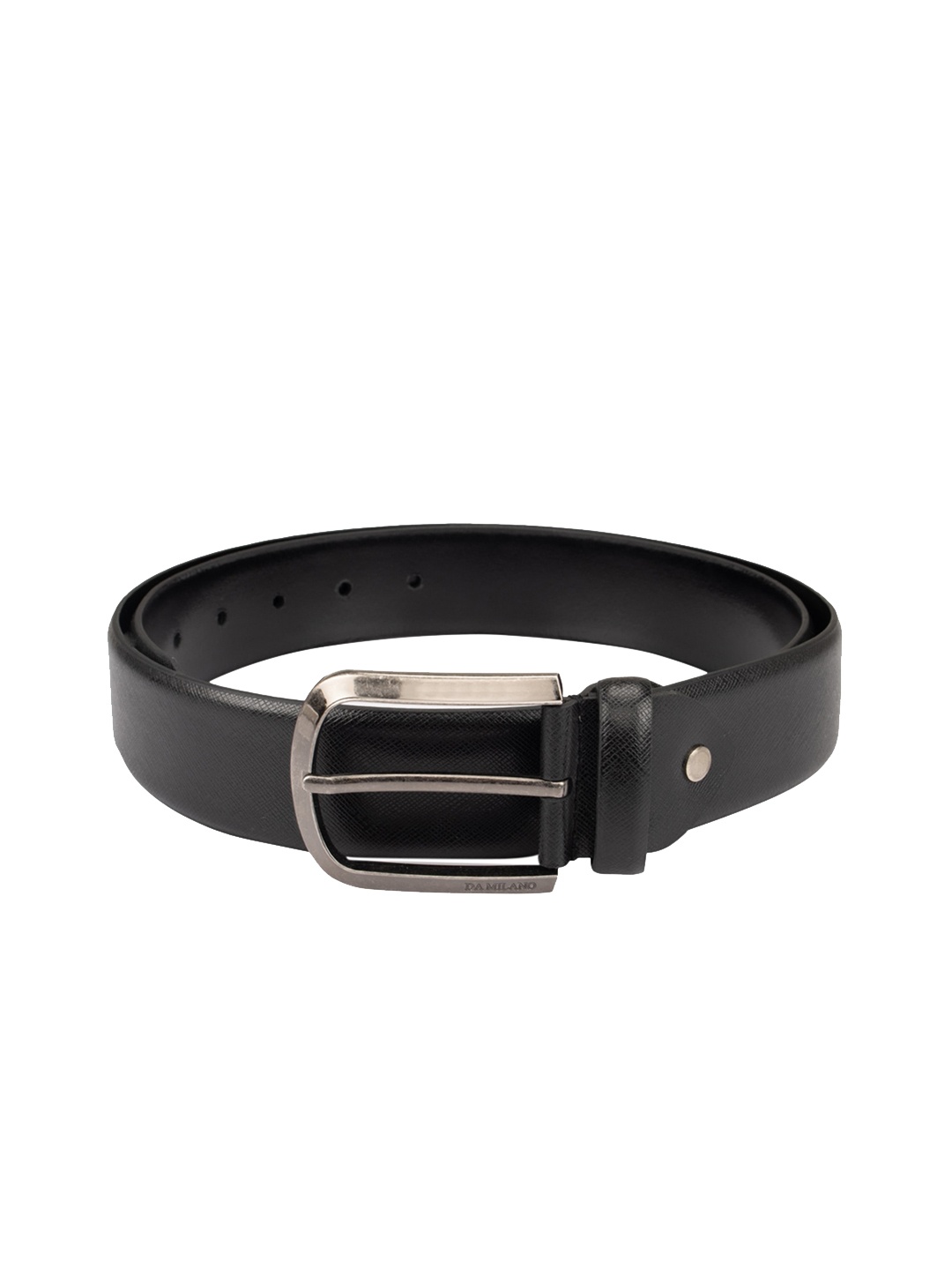 

Da Milano Men Black Textured Leather Belt