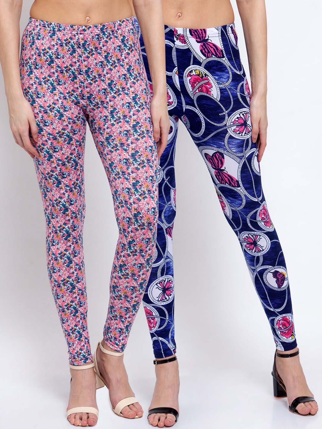 

KLOTTHE Women Pack Of 2 Printed Ankle-Length Leggings, Blue