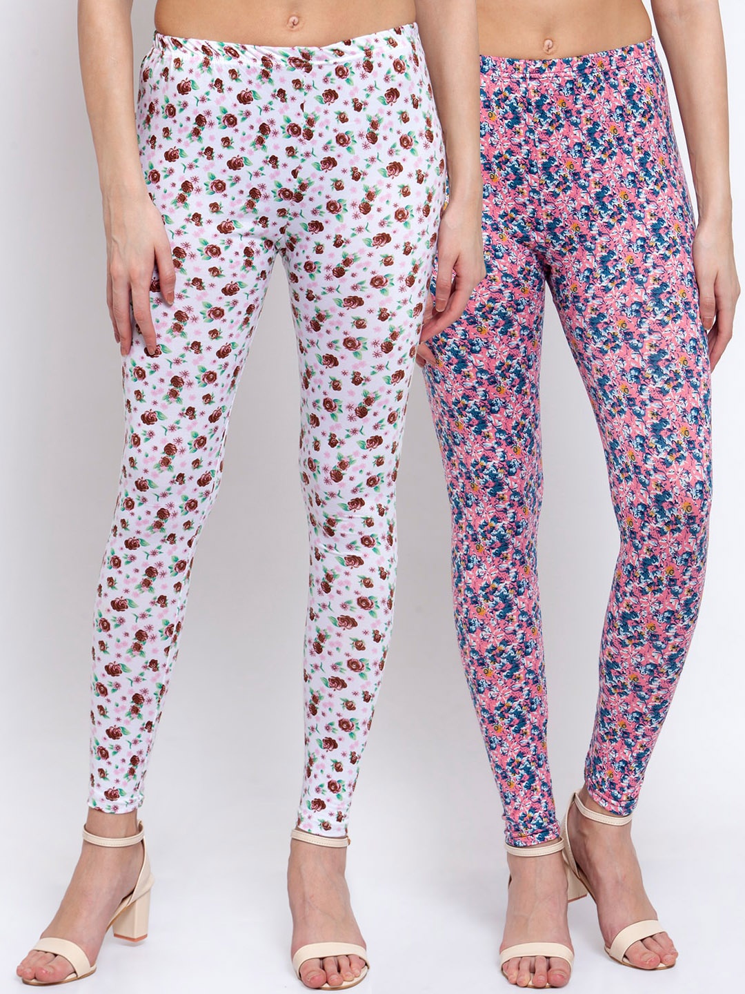 

KLOTTHE Women Pack Of 2 Printed Ankle-Length Leggings, Pink