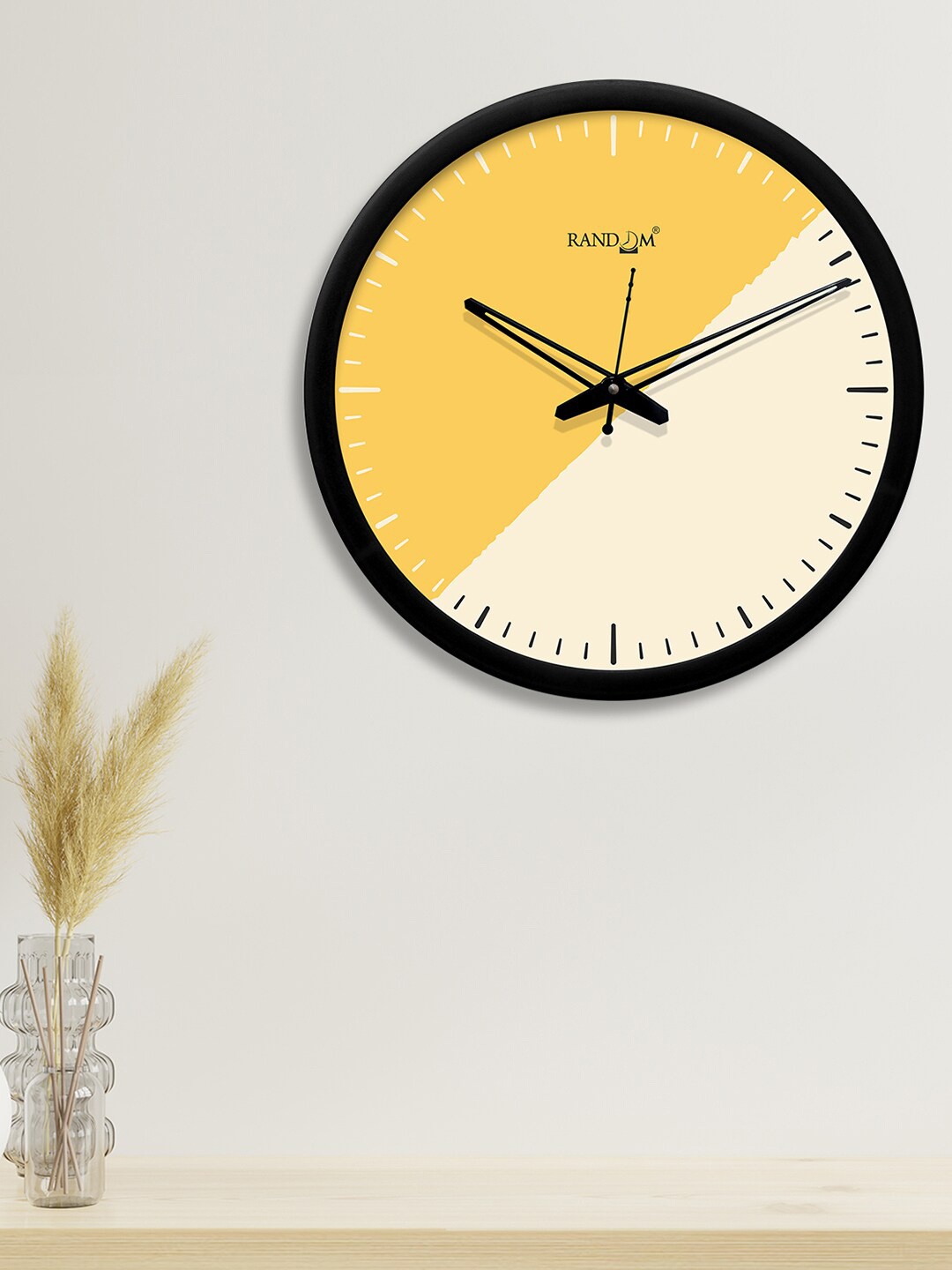 

RANDOM Yellow Round Colourblocked 30.4 cm Analogue Wall Clock