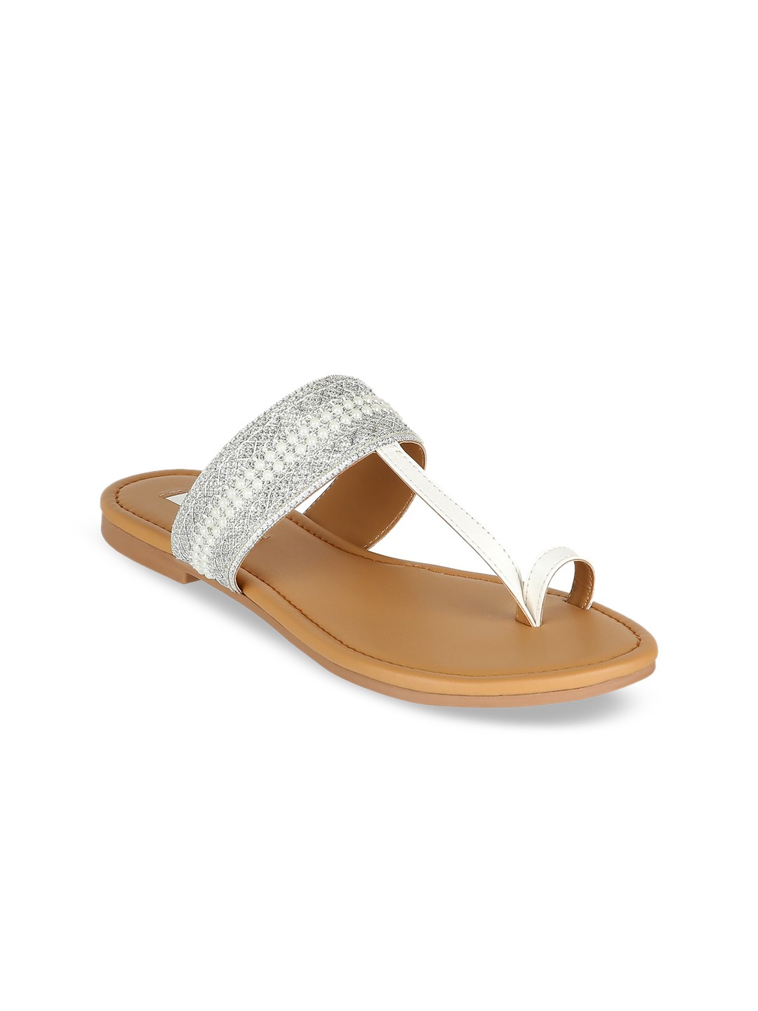 

ELLE Women Grey Embellished One Toe Flats