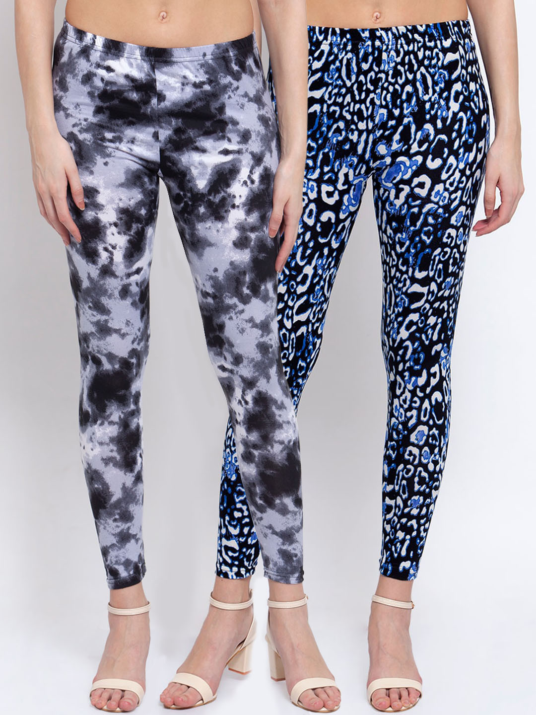 

KLOTTHE Women Pack Of 2 Printed Ankle-Length Leggings, Black