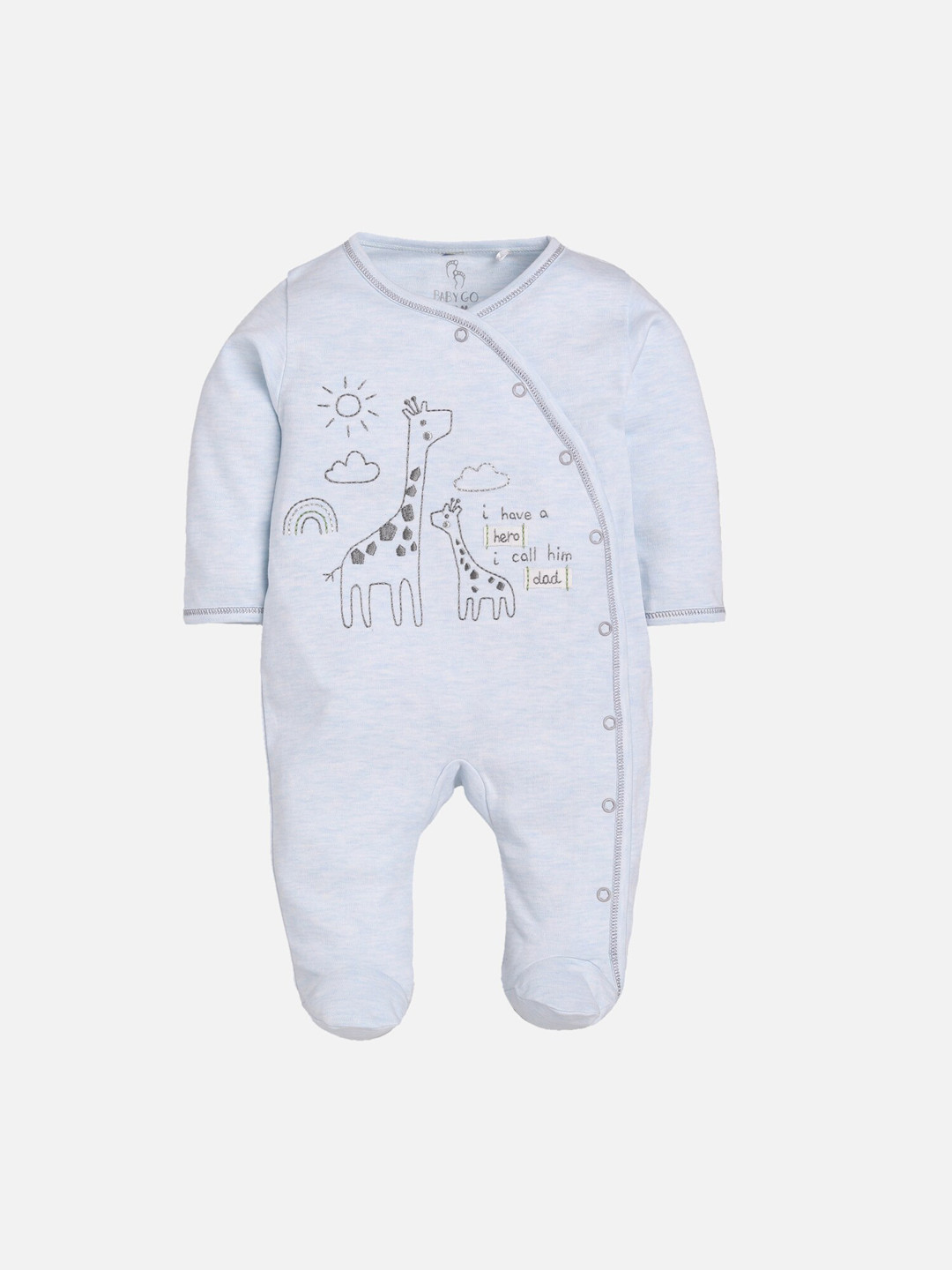 

Baby Go Infant Kids Blue Printed Regular Fit Pure Cotton Rompers