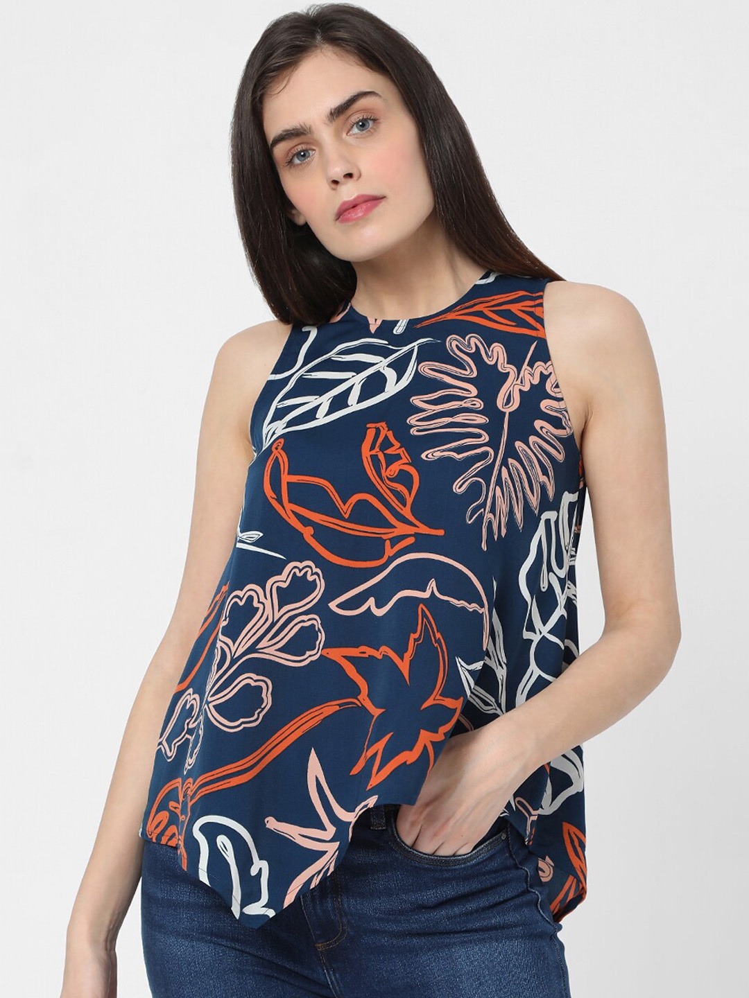 

Vero Moda Blue Tropical Printed Tank Top