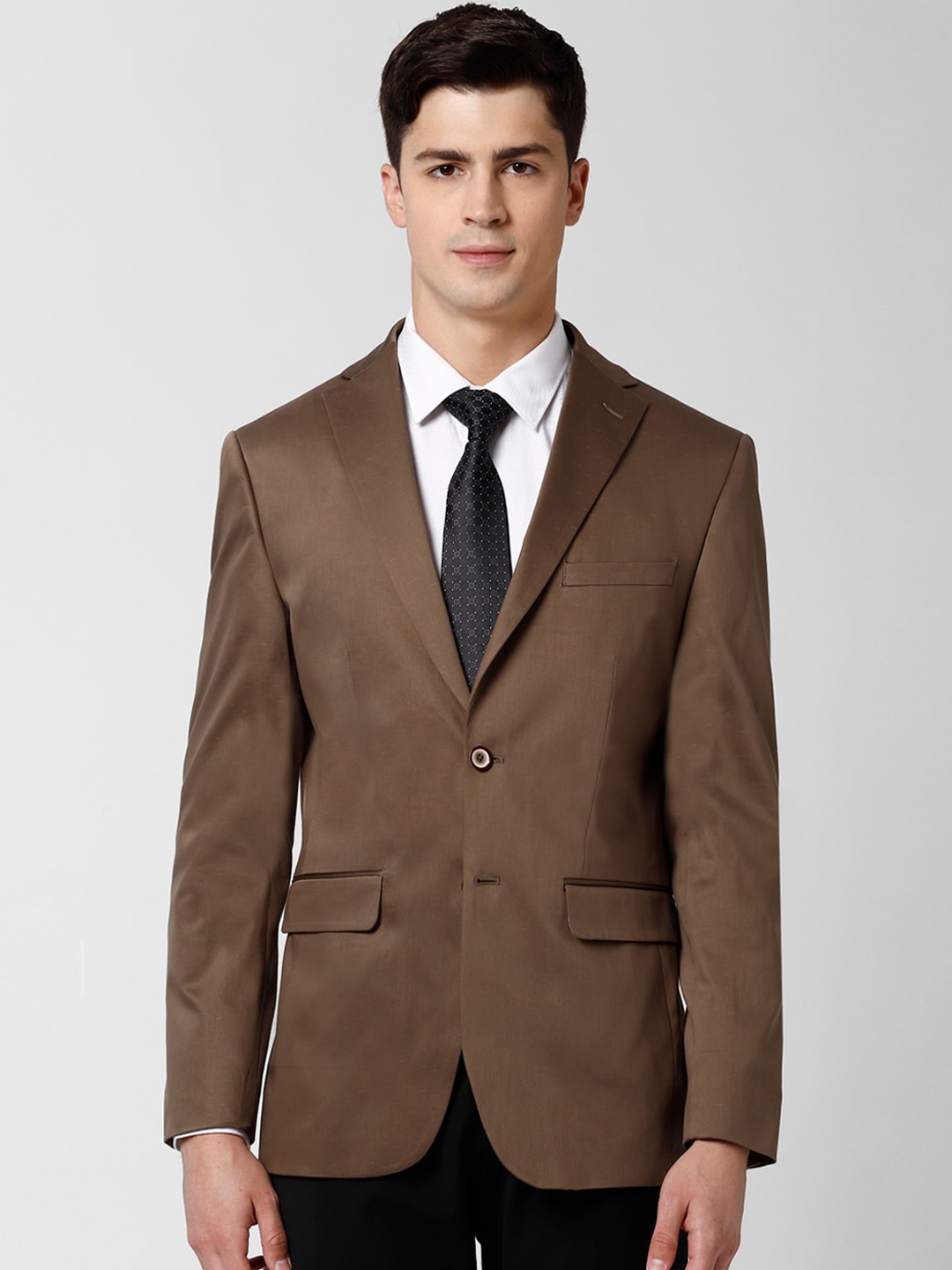 

Peter England Elite Men Brown Solid Slim-Fit Single-Breasted Formal Blazer