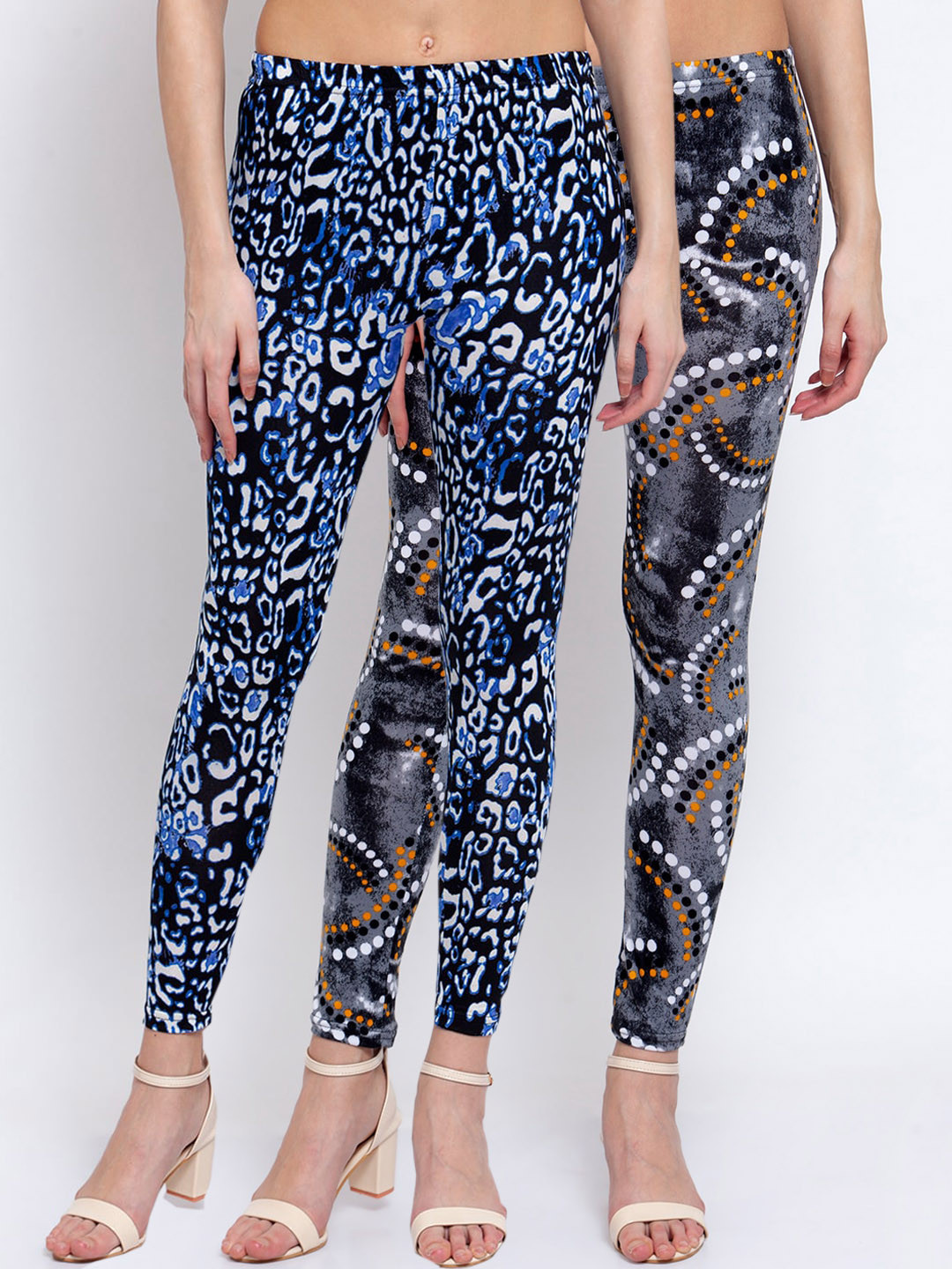

KLOTTHE Women Pack Of 2 Printed Ankle-Length Leggings, Black