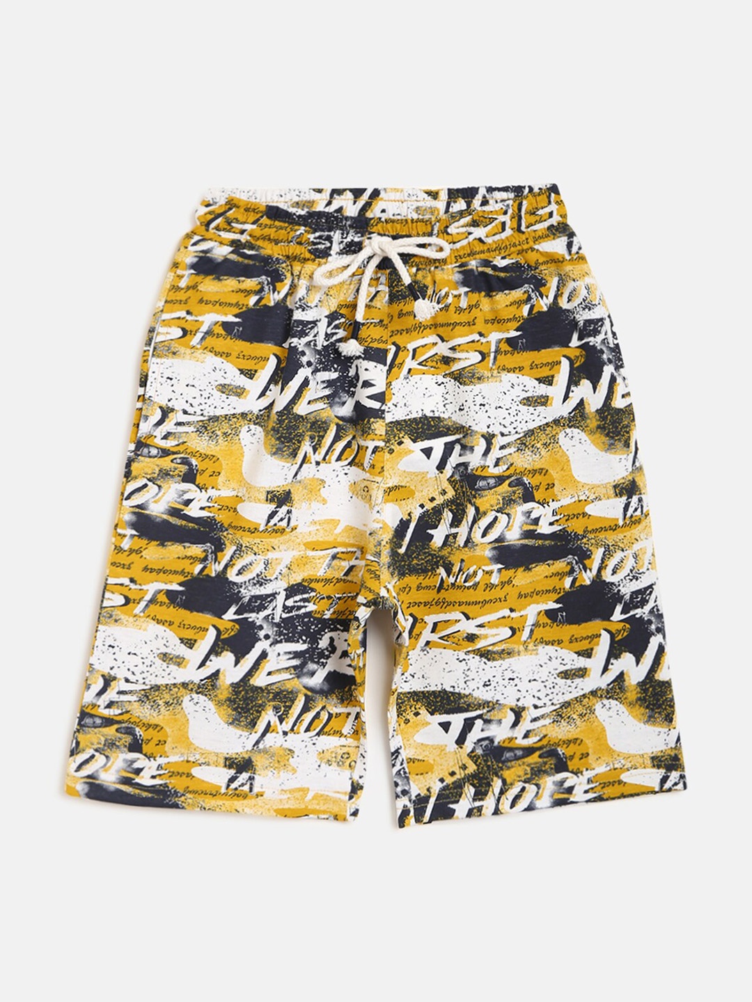 

Lil Tomatoes Boys Mustard Printed Regular Fit Regular Shorts