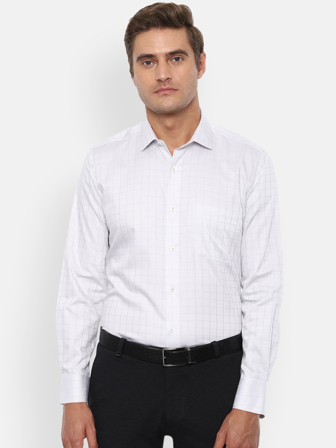 

Van Heusen Men White Regular Fit Checked Formal Shirt