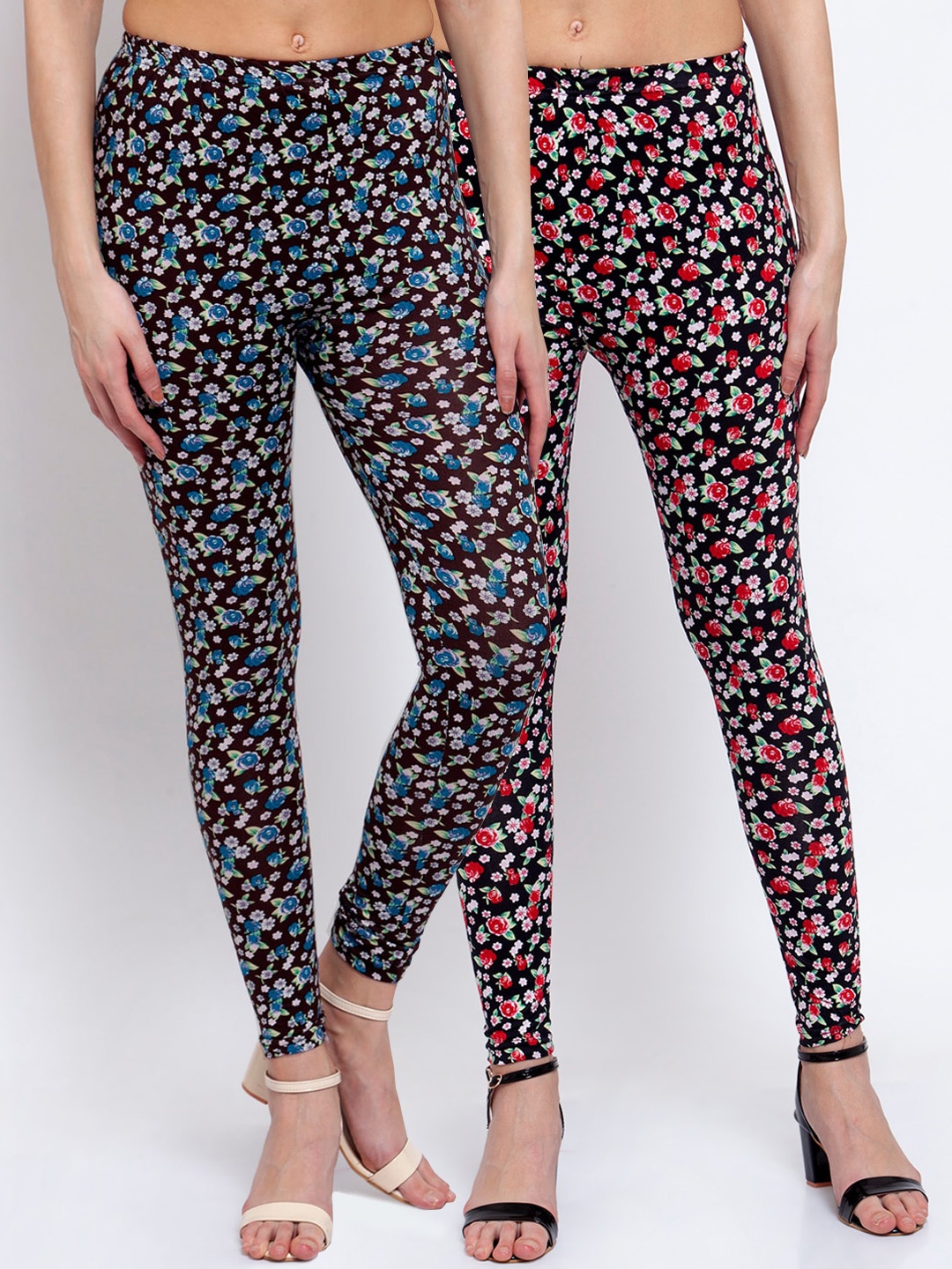 

KLOTTHE Women Pack Of 2 Printed Ankle-Length Leggings, Black