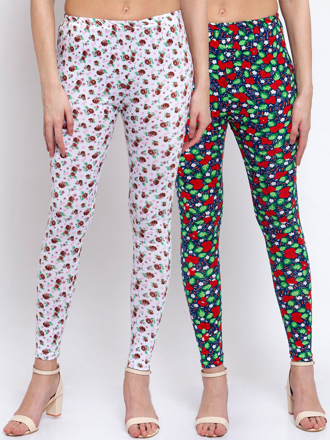

KLOTTHE Women Pack Of 2 Printed Ankle-Length Leggings, White