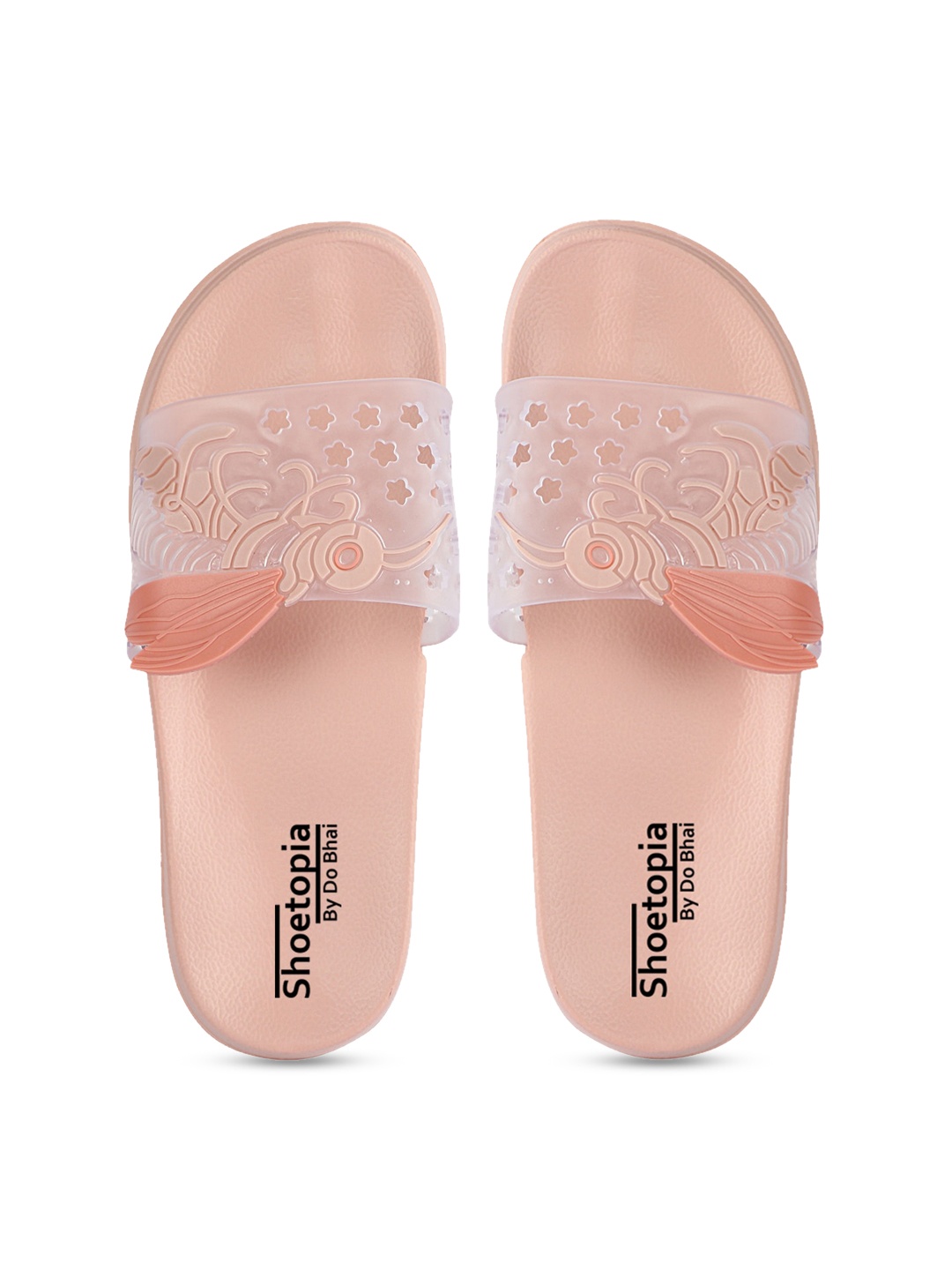 

Shoetopia Women Cream-Coloured & White Self Design Sliders