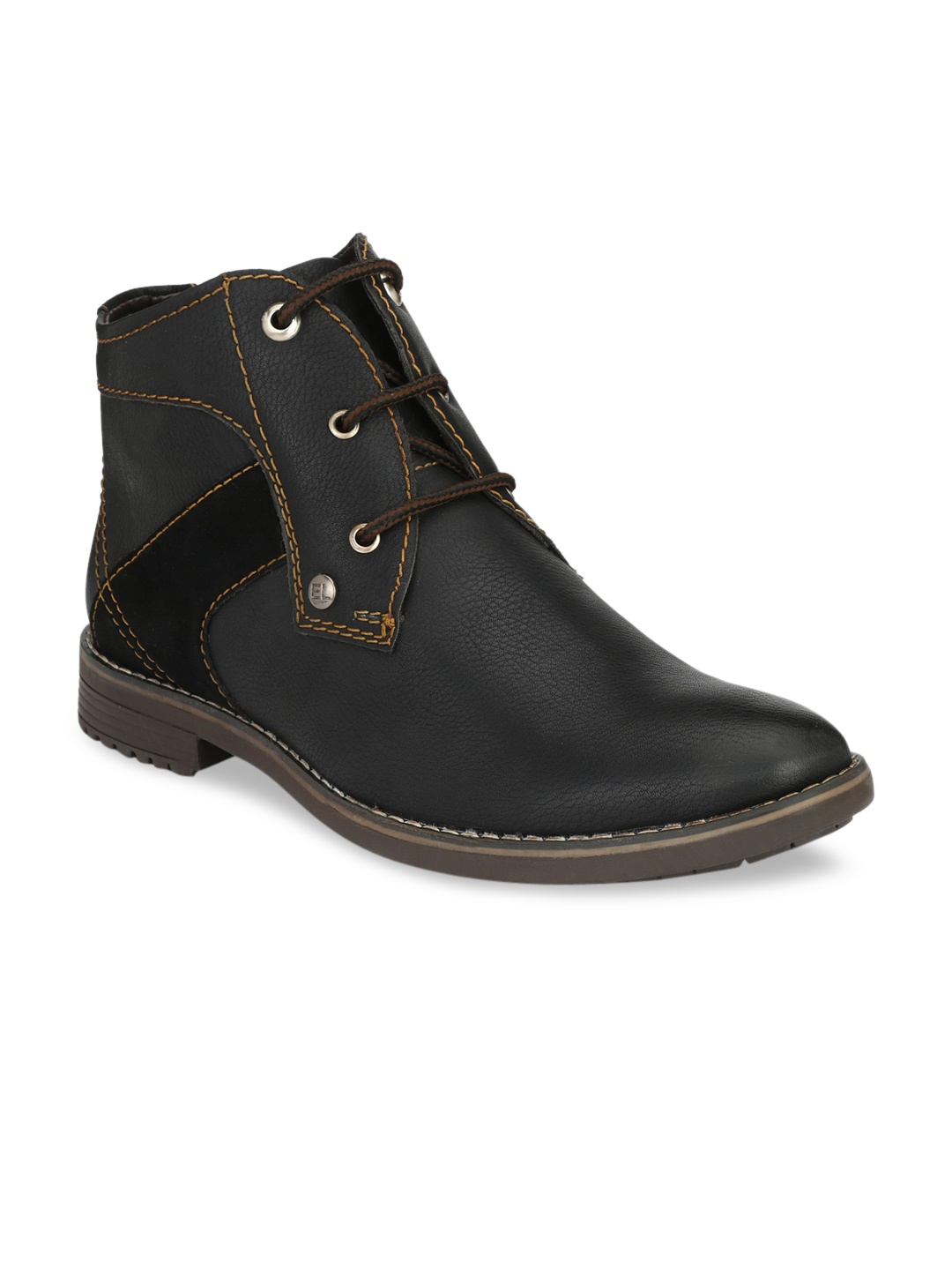 

El Paso Men Black Solid Mid-Top Flat Boots