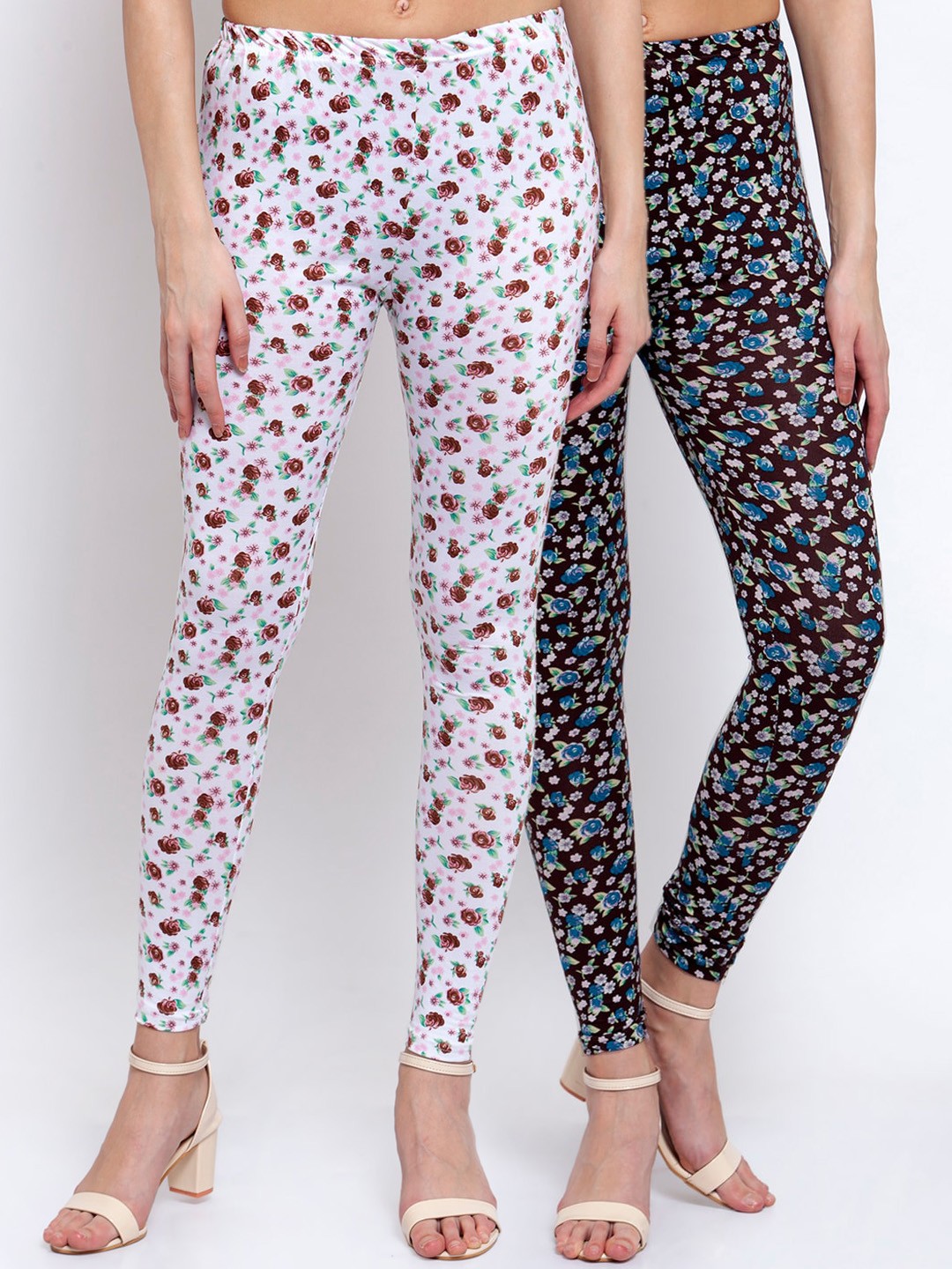 

KLOTTHE Women Pack Of 2 Printed Ankle-Length Leggings, Black